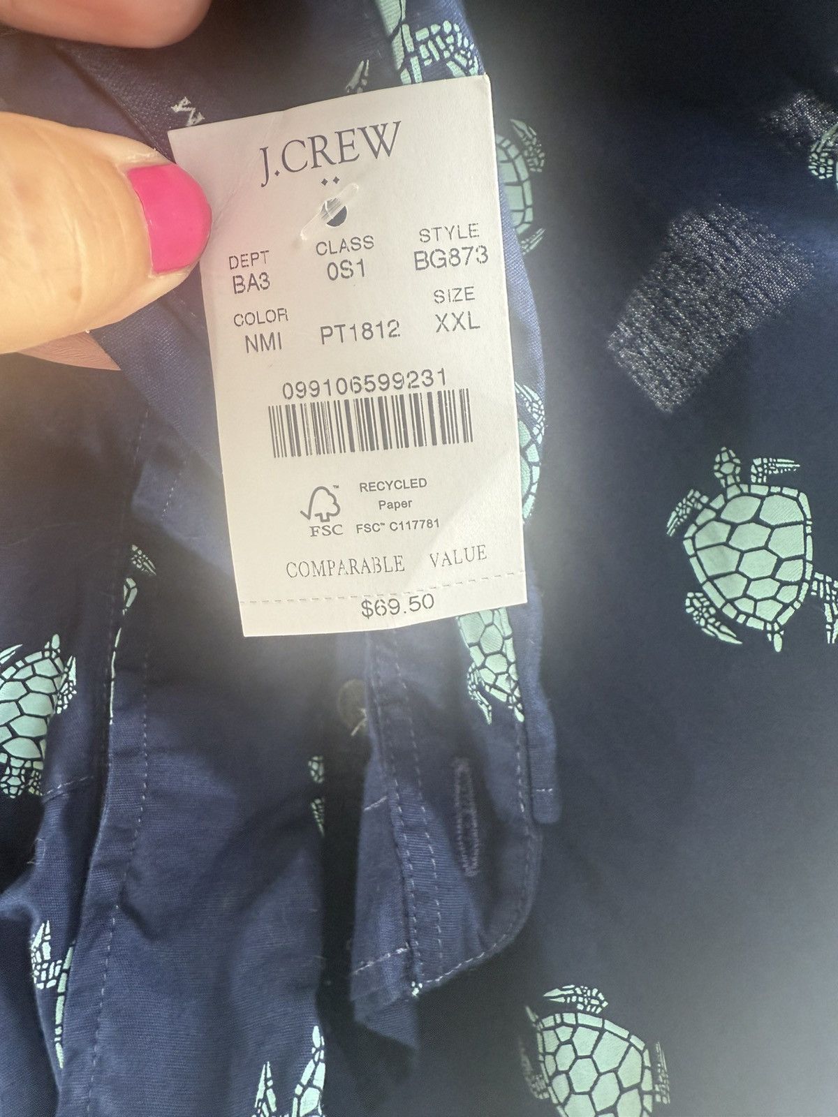 J.Crew J. Crew Navy Blue Sea Turtle Button Down Shirt Top Size XXL Size US XXL / EU 58 / 5 - 7 Thumbnail