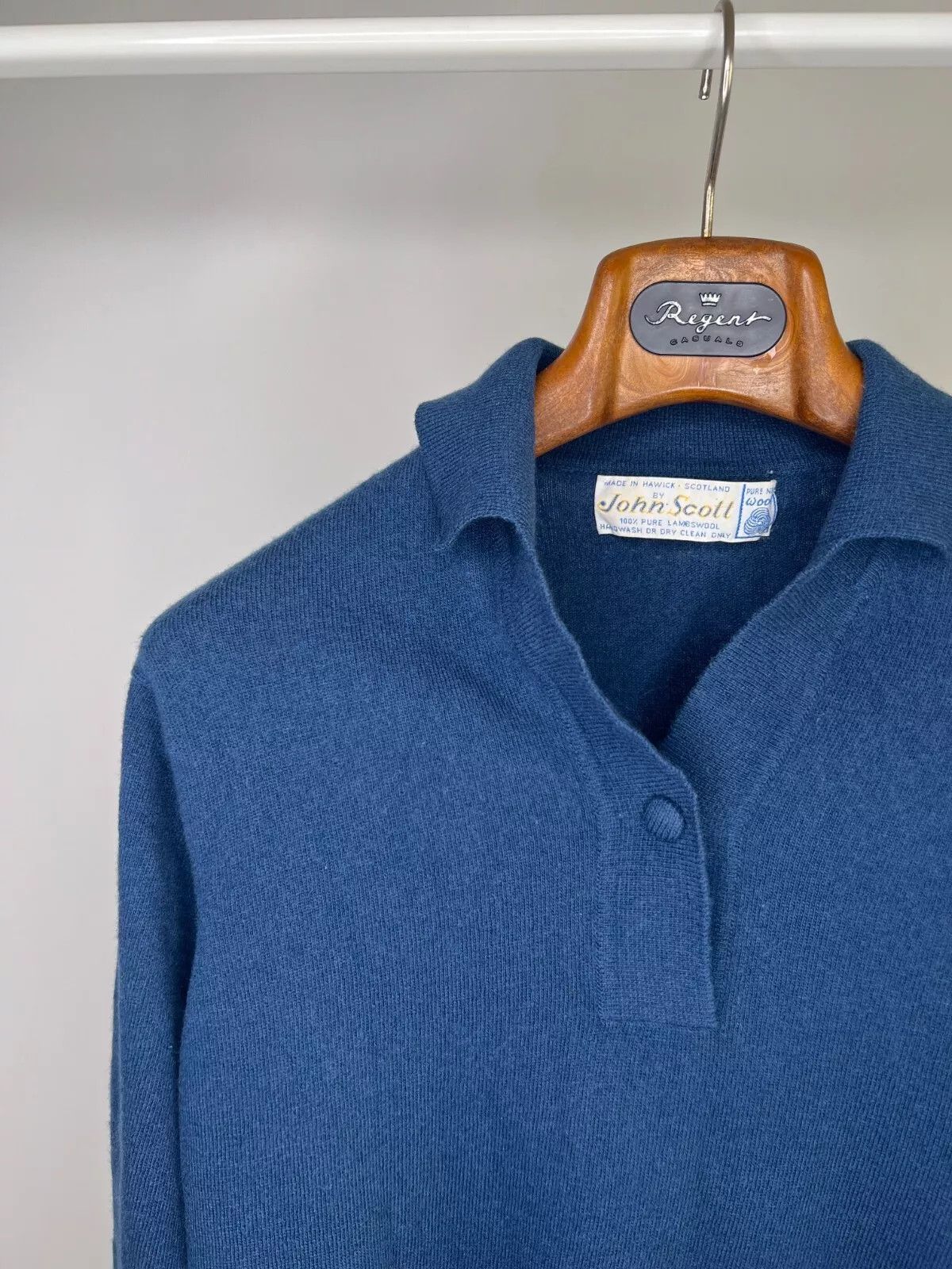 Other Hawick by John Scott Pure Lambswool Blue Long Sleeve Polo Size US M / EU 48-50 / 2 - 2 Thumbnail