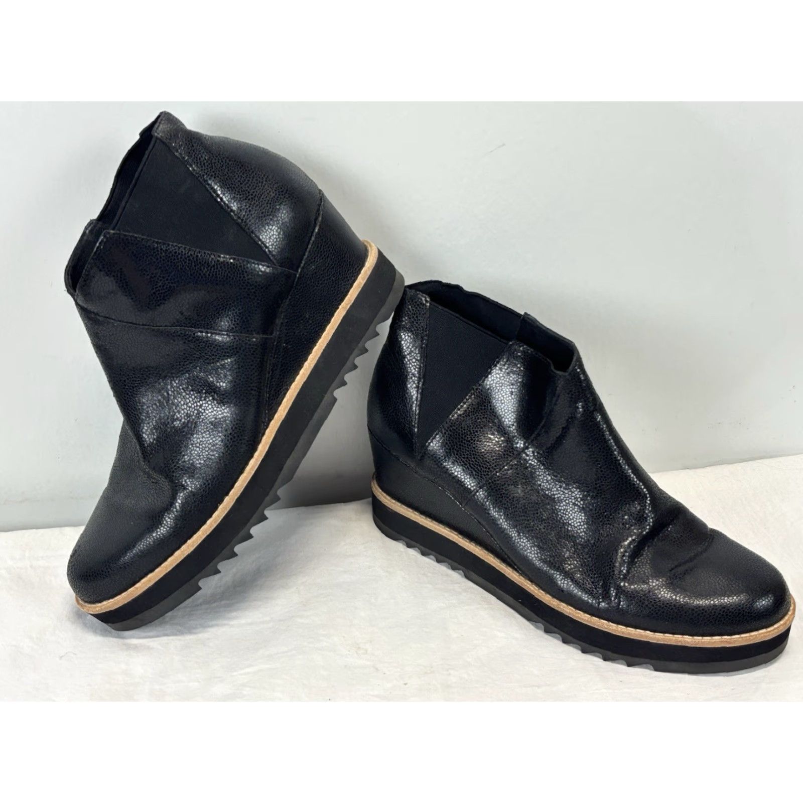 Eileen Fisher EILEEN FISHER Black Leather Wedge Booties Size 10 Womens Minimalist Size US 10 / IT 40 - 2 Thumbnail