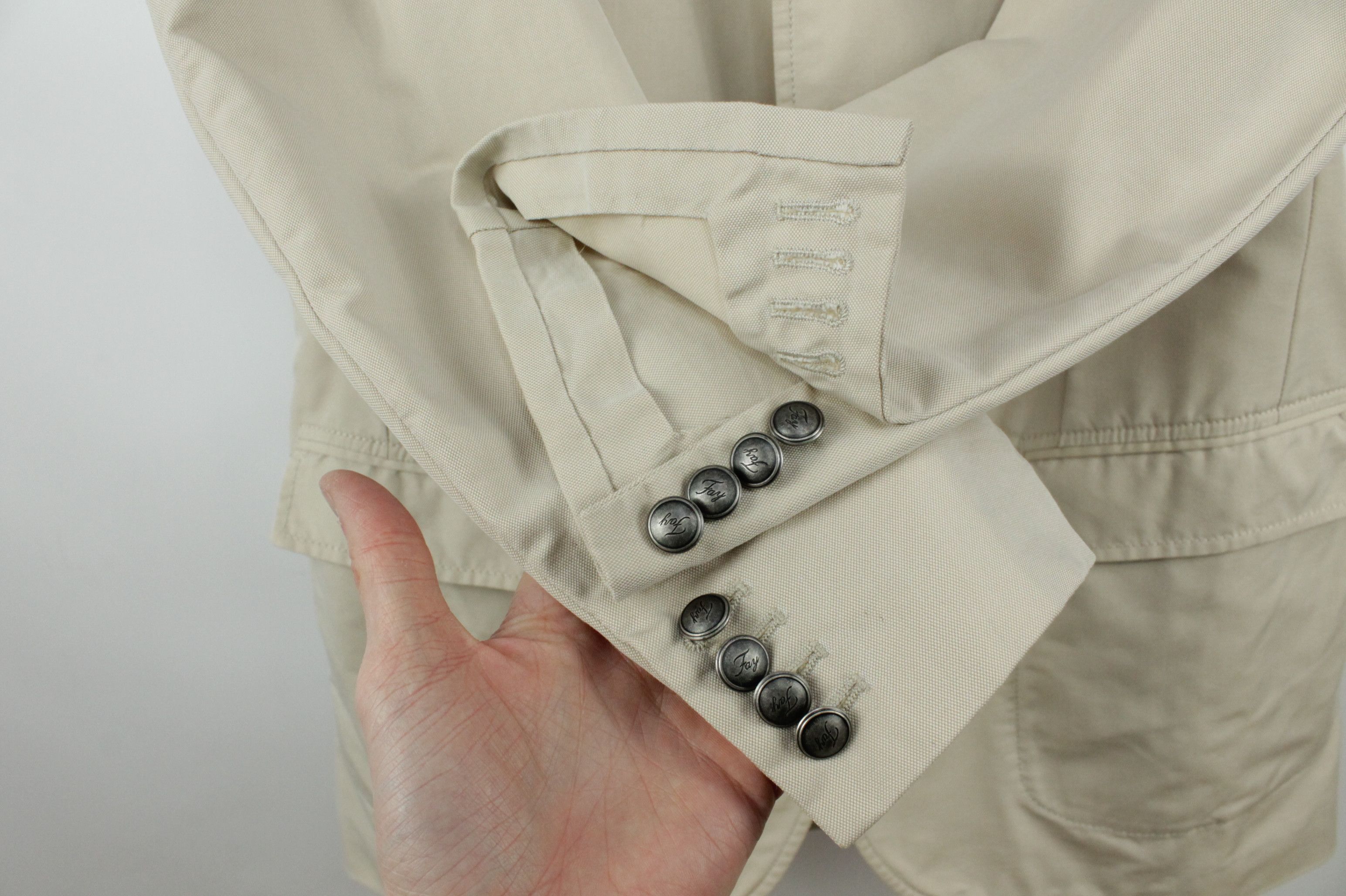 Fay Fay Beige Cotton Blend Steel BTN Sport Coat Blazer Jacket Size US M / EU 48-50 / 2 - 5 Thumbnail
