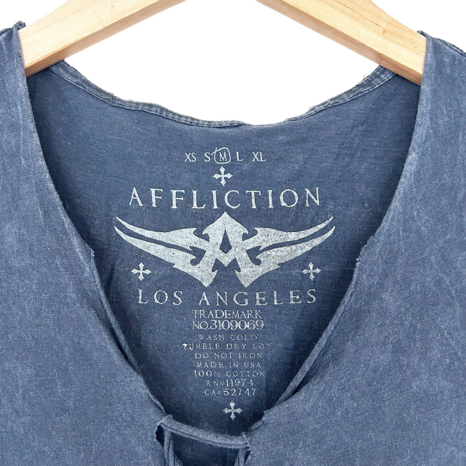 Affliction Affliction Gray Distressed Short Sleeve T Shirt Sz M Size M / US 6-8 / IT 42-44 - 2 Thumbnail