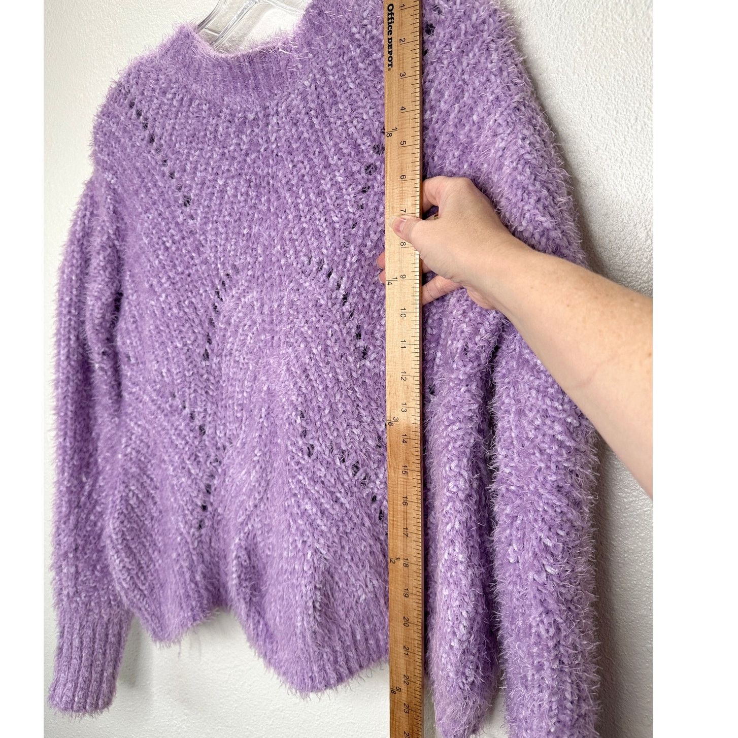 Other Aqua Light Purple Fuzzy Loose Knit Mock Neck Sweater S Size S / US 4 / IT 40 - 8 Thumbnail