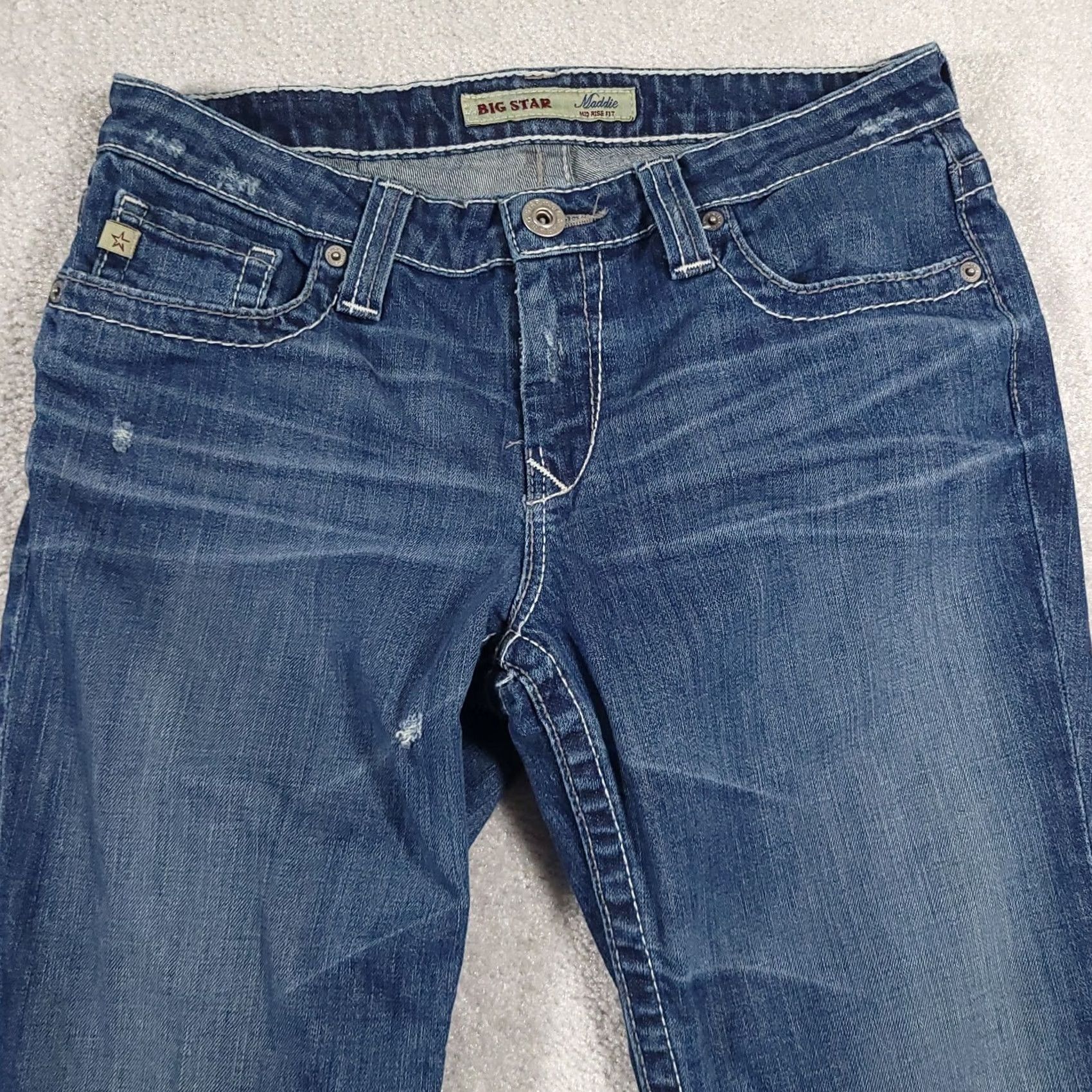 Denime BIG STAR Jeans Women's 28L Maddie Mid Rise Distressed Stretch Denim Cowgirl Jeans Size 28" / US 6 / IT 42 - 3 Thumbnail