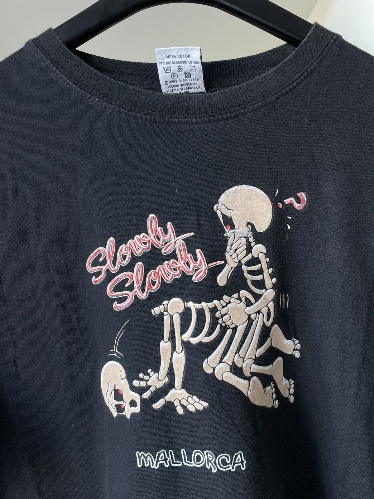 Vintage Crazy Y2K Vintage “Sex Porno Skeleton Slowly” T- Shirt Humor Size US L / EU 52-54 / 3 - 3 Thumbnail