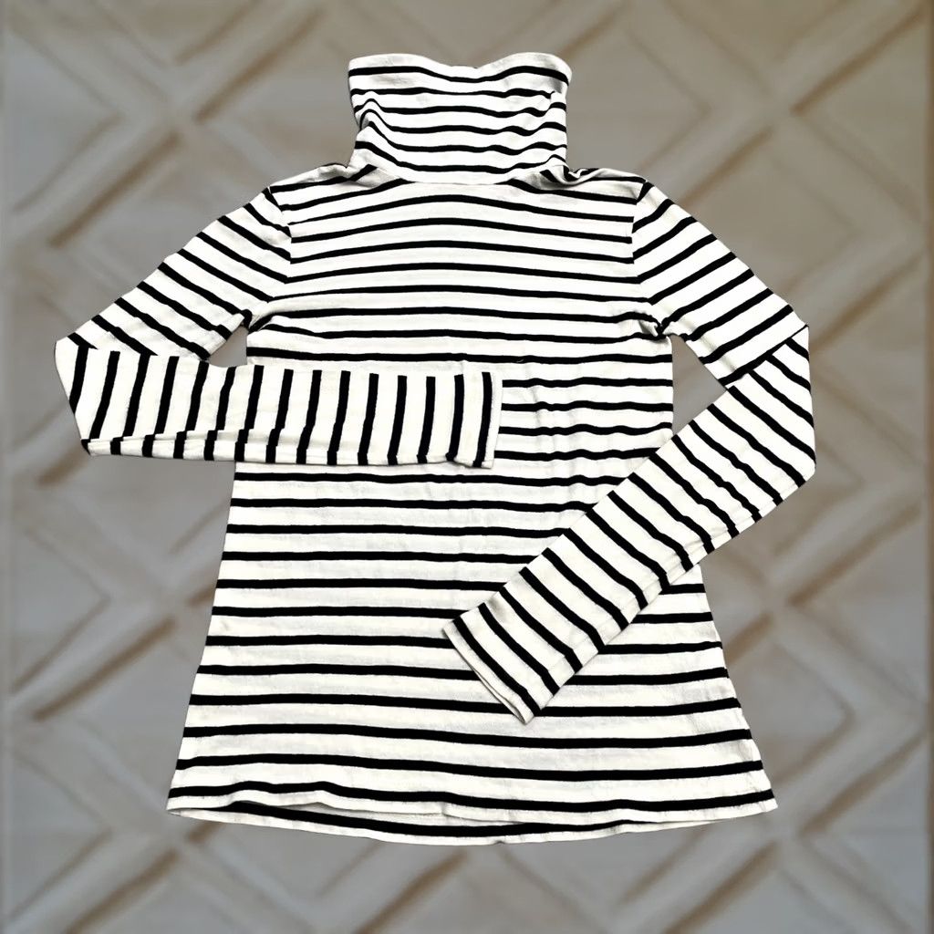 J.Crew J.CREW Womens Turtleneck Shirt XXS Ivory Blue Striped Long Sleeve Lightweight Size XXS / US 00 / IT 34 - 1 Thumbnail
