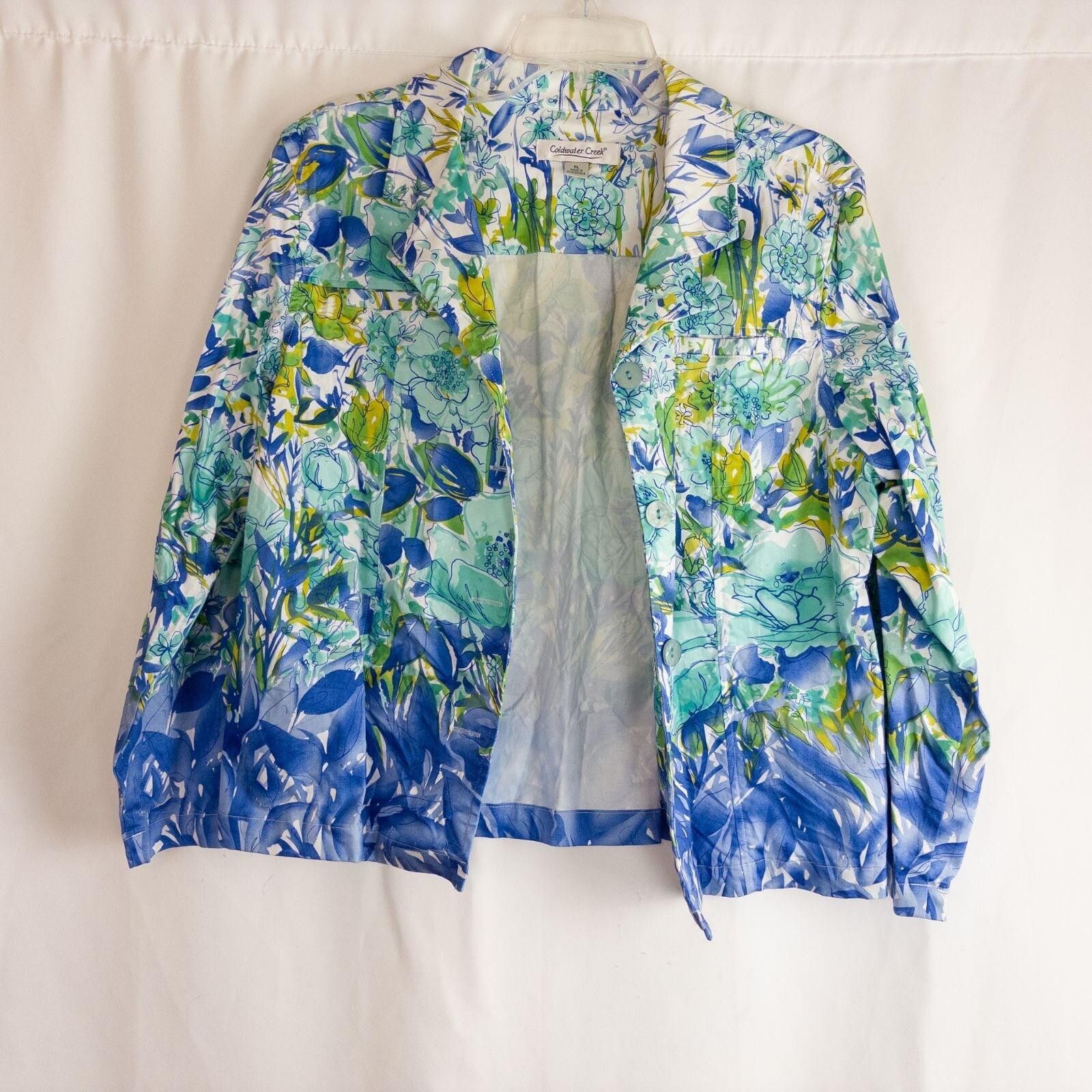 Coldwater Creek Coldwater Creek Blue Floral Jacket Womens Petite Large Size L / US 10 / IT 46 - 6 Thumbnail