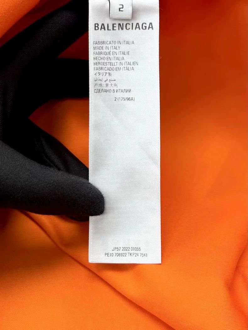Balenciaga Orange silhouette patch pocket short sleeve shi