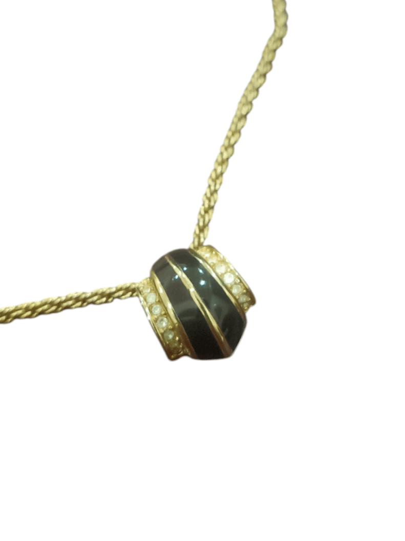 Dior Christian Dior Necklace Gold Clear Black Stone Size ONE SIZE - 1 Thumbnail