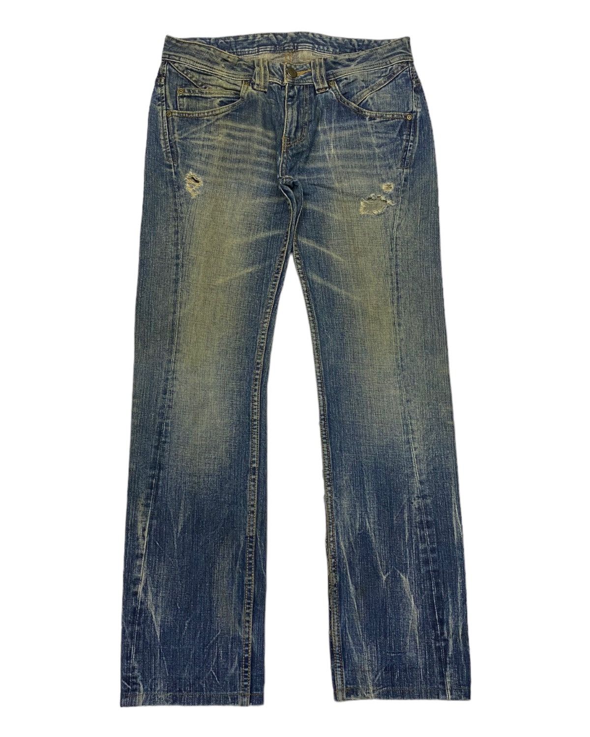 Hysteric Glamour × Le Grande Bleu (L.G.B.) × Tornado Mart 🔥RATTLE TRAP LIGHTENING DISTRESS DENIM JEANS Size US 32 / EU 48 - 1 Thumbnail