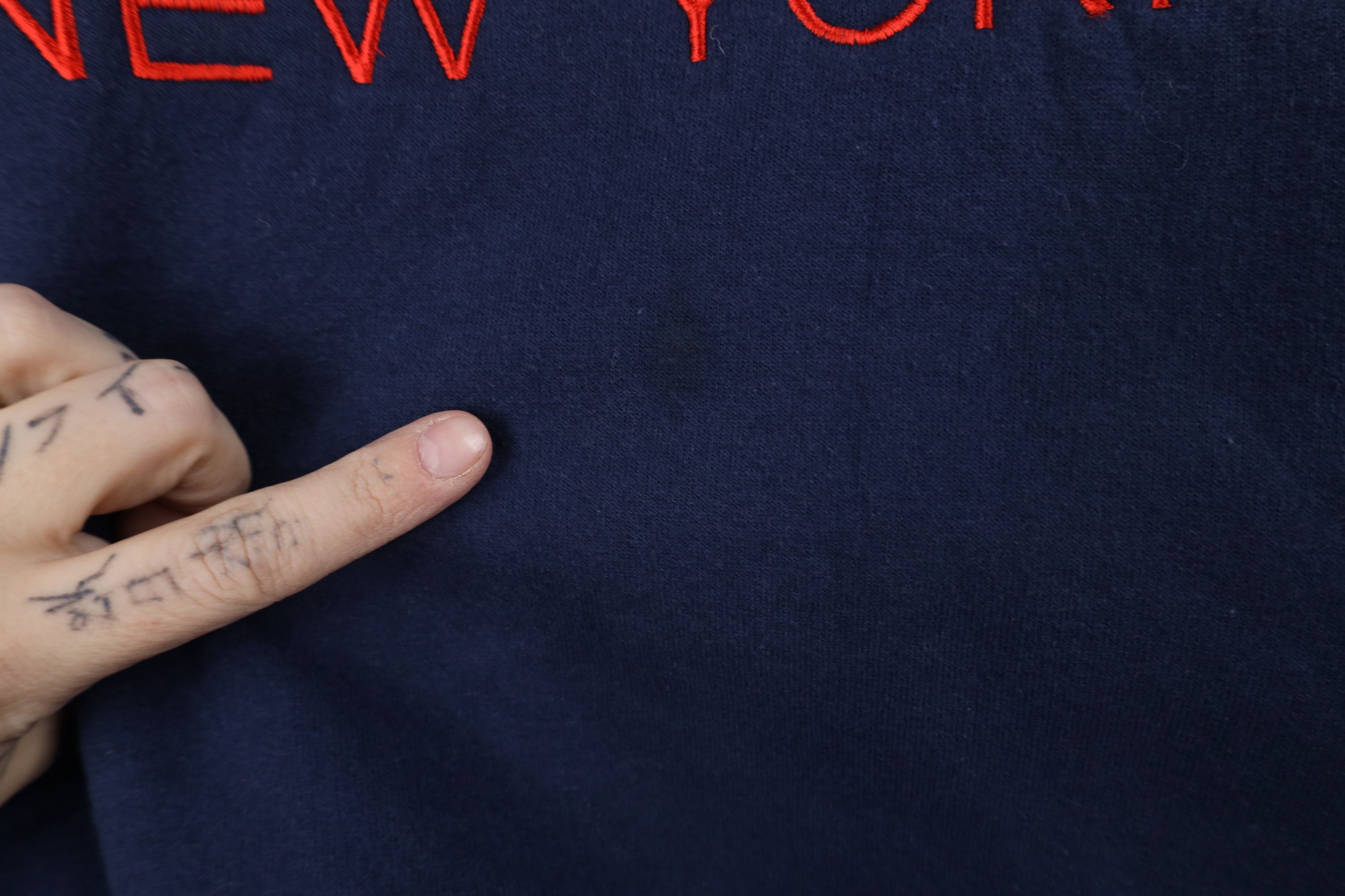 Vintage Vintage 90s Streetwear Spell Out New York Sweatshirt Blue Size US XXL / EU 58 / 5 - 5 Thumbnail