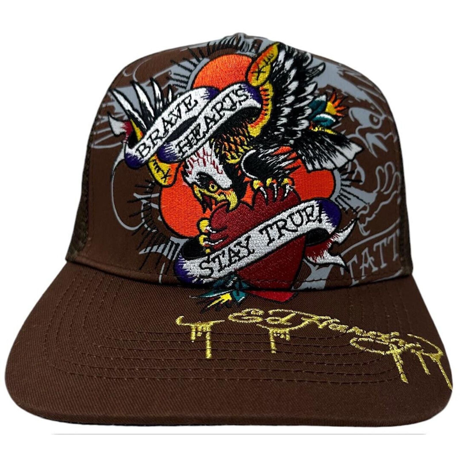 Ed Hardy Ed Hardy Trucker Hat Embroidered Tattoo Brave Eagle Cap Size ONE SIZE - 1 Thumbnail