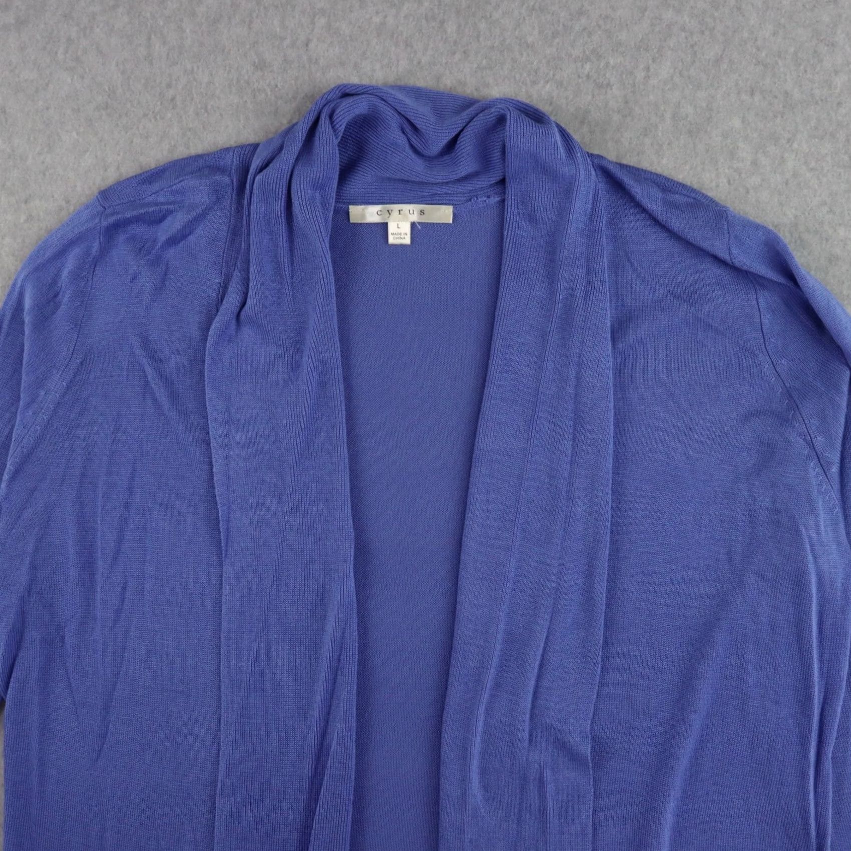 Vintage CYRUS Womens Cardigan Blue Large Long Sleeve Open-Front Draped Sweater Size L / US 10 / IT 46 - 6 Thumbnail