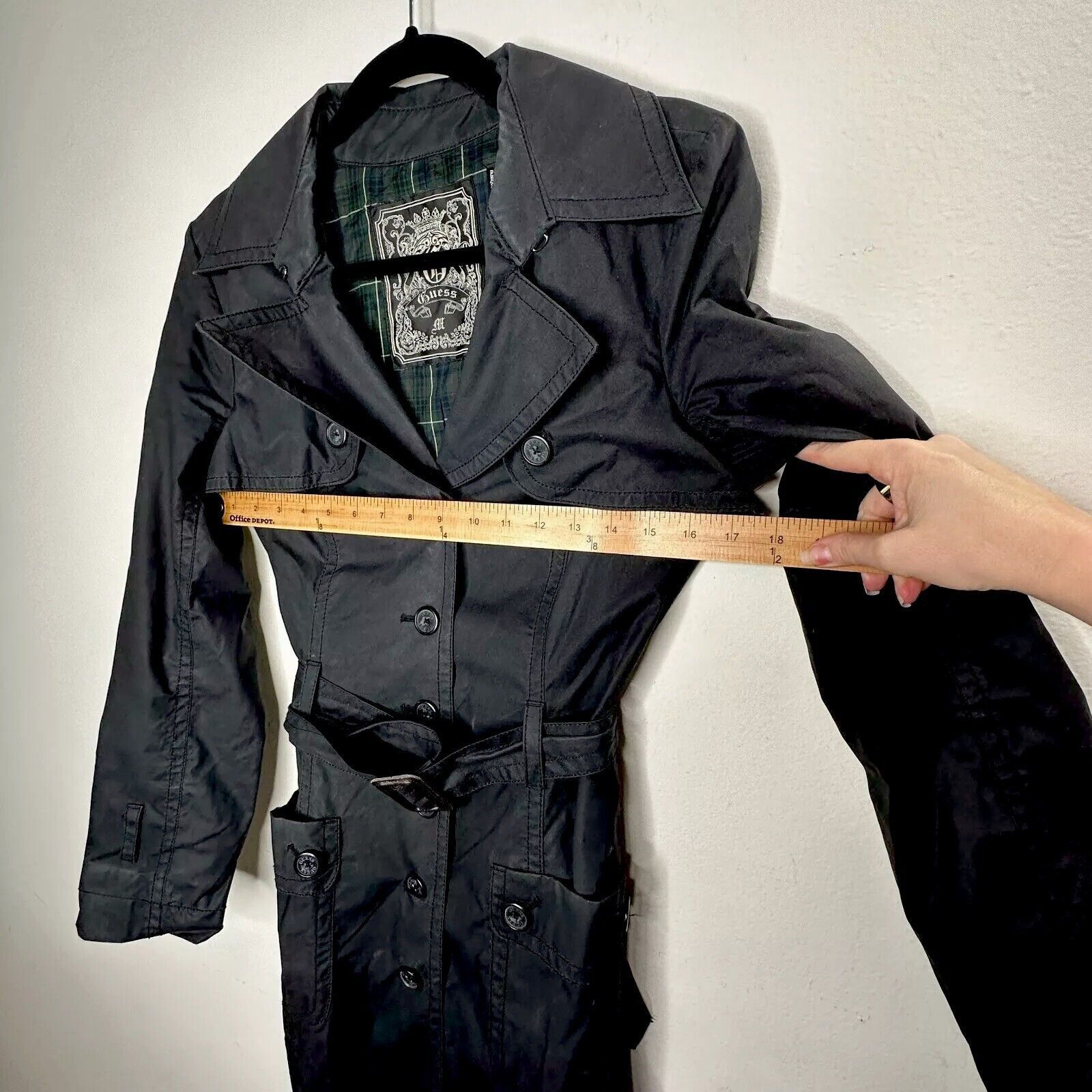 Guess Guess Black Button Belted Trench Coat Plaid Interior M Size M / US 6-8 / IT 42-44 - 11 Thumbnail