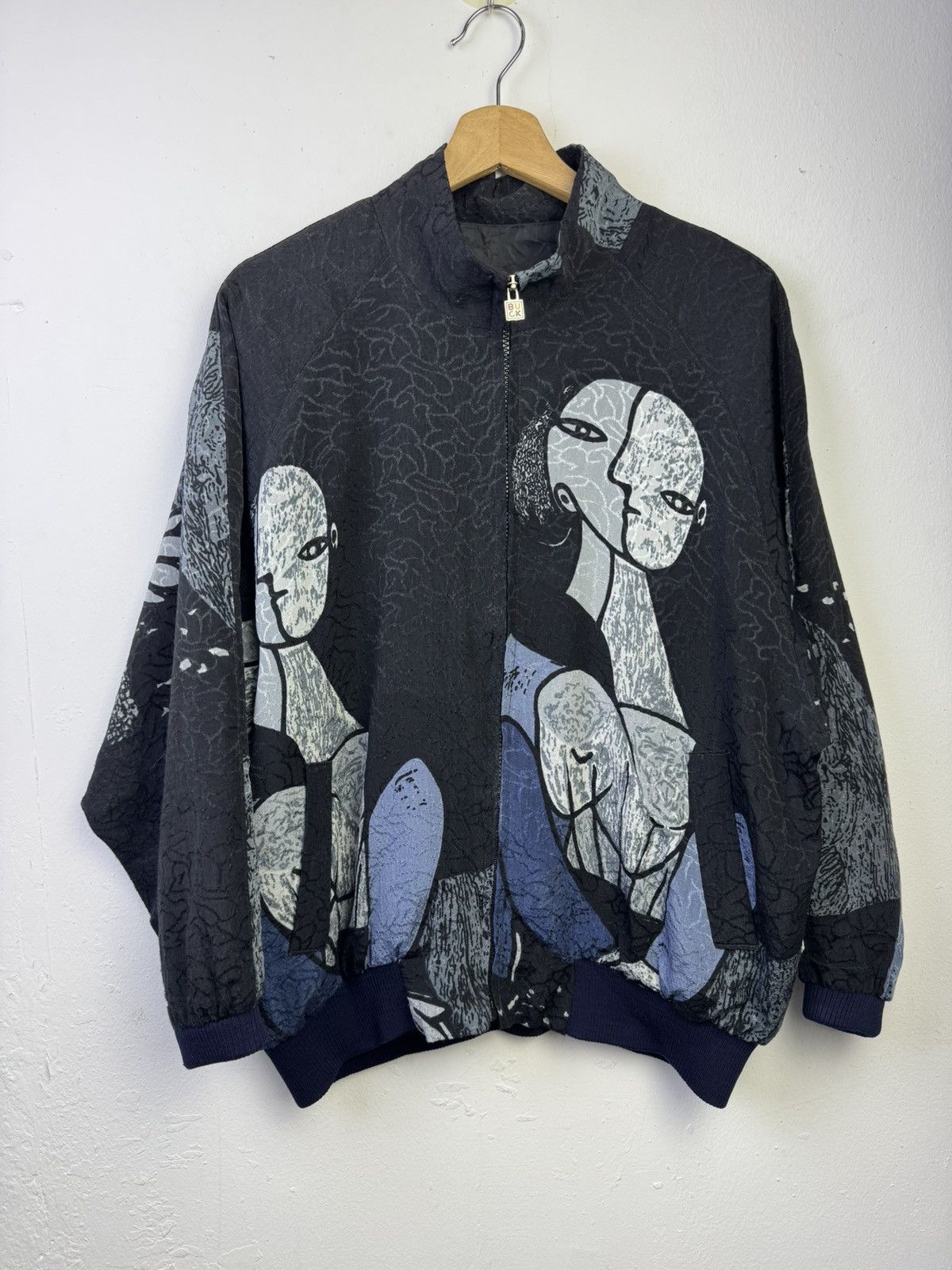 Paloma Picasso vintage Picasso-style artistic silk bomber jacket Size US L / EU 52-54 / 3 - 1 Thumbnail