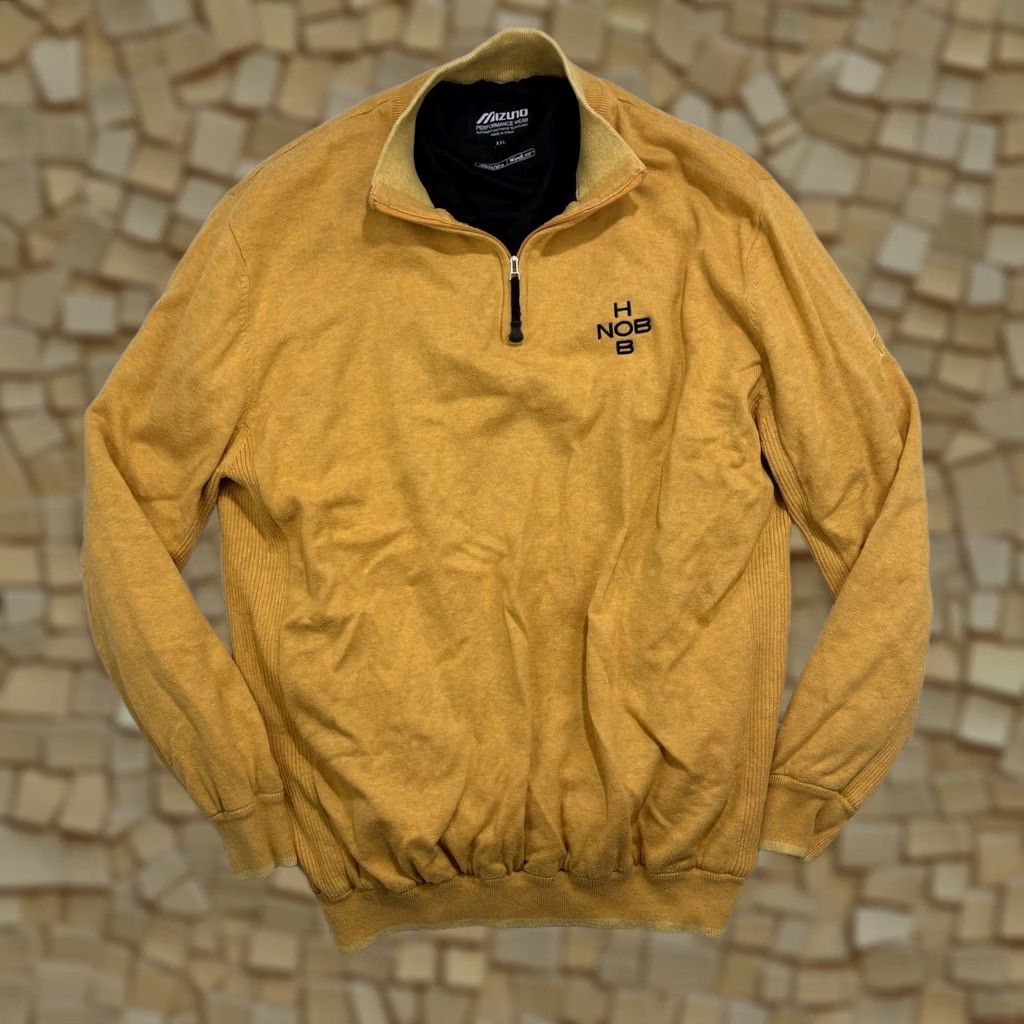 Mizuno Mizuno Sweater Mens 2XL Long Sleeve Mock Neck 1/4 Zip Windproof Yellow Lined Golf Performance Pullover Sports Outdoor Fall Winter Spring Size US XXL / EU 58 / 5 - 1 Thumbnail