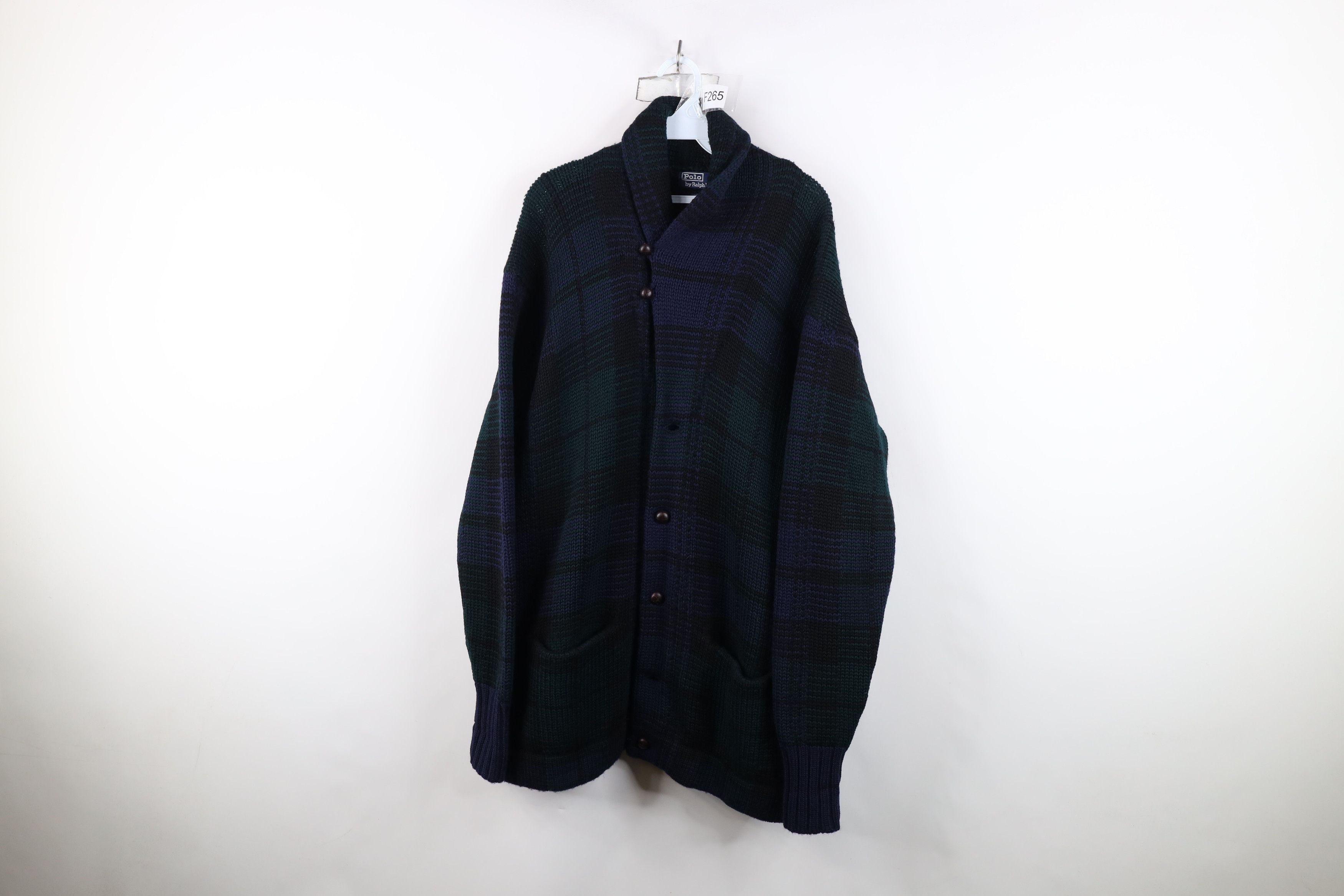 Ralph Lauren Vintage 90s Ralph Lauren Wool Knit Shawl Cardigan Sweater Size US L / EU 52-54 / 3 - 1 Thumbnail