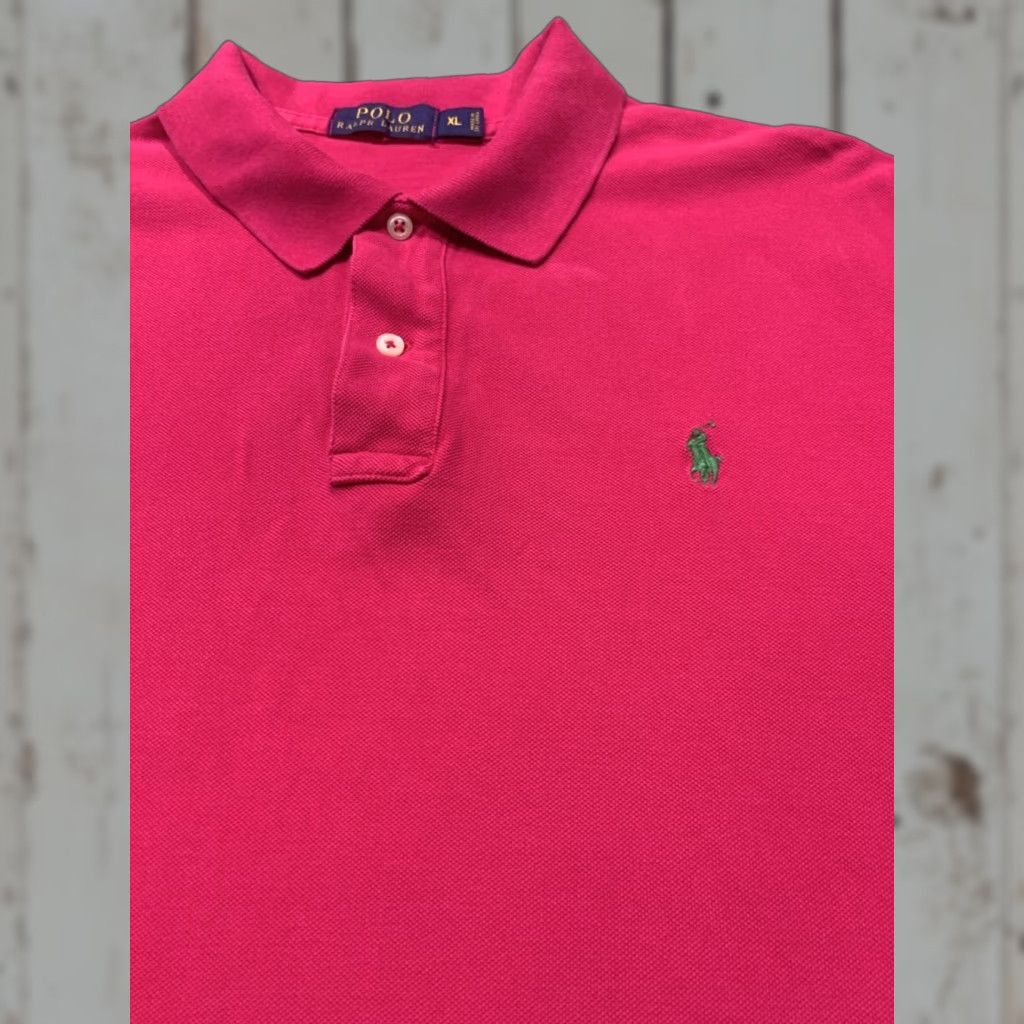 Polo Ralph Lauren VINTAGE Polo Ralph Lauren Mens Pink Solid Polo Shirt Size XL, Short Sleeve, Embroidered Green Pony, 80s/90s Size US XL / EU 56 / 4 - 1 Thumbnail
