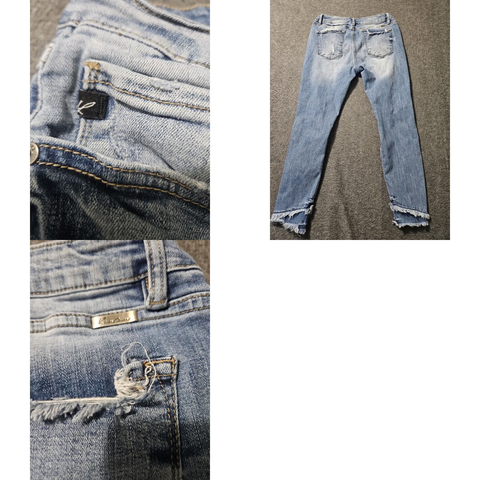 Vintage Kancan Skinny Ankle Jeans Juniors 13x30 Mid Rise Blue Distressed Stretch Preppy Jeans Womens Boys Girls? Size 34" / US 12 / IT 48 - 8 Thumbnail