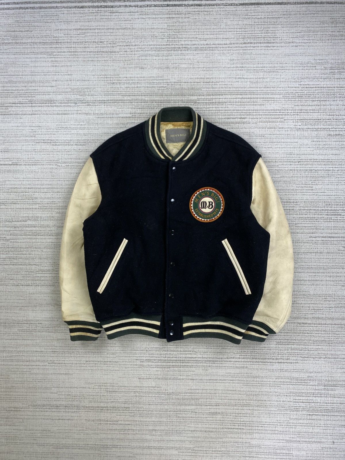 BIGI × Vintage Vtg Men’s Bigi Embroidery Spellout Varsity Leather Jacket Size US L / EU 52-54 / 3 - 2 Thumbnail