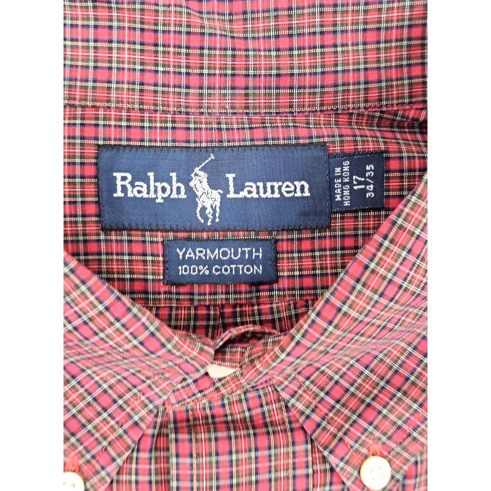 Polo Ralph Lauren VINTAGE Polo Ralph Lauren Yarmouth Oxford Shirt Men 55" Chest Red Green 17 34/35 XL-XXL Button-Down Collar SVG? Size US XXL / EU 58 / 5 - 3 Thumbnail