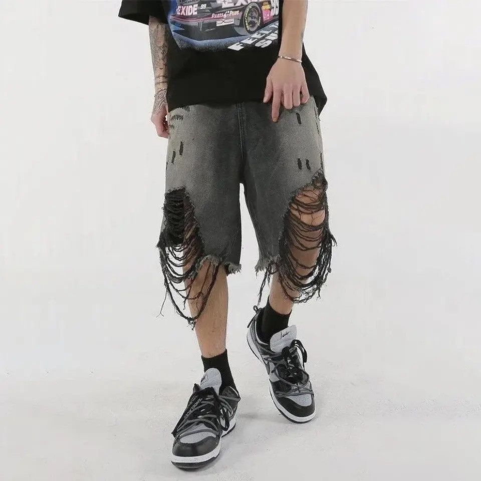 Vintage Streetwear Washed Ripped Hip Hop Retro Shorts Size US 34 / EU 50 - 1 Thumbnail