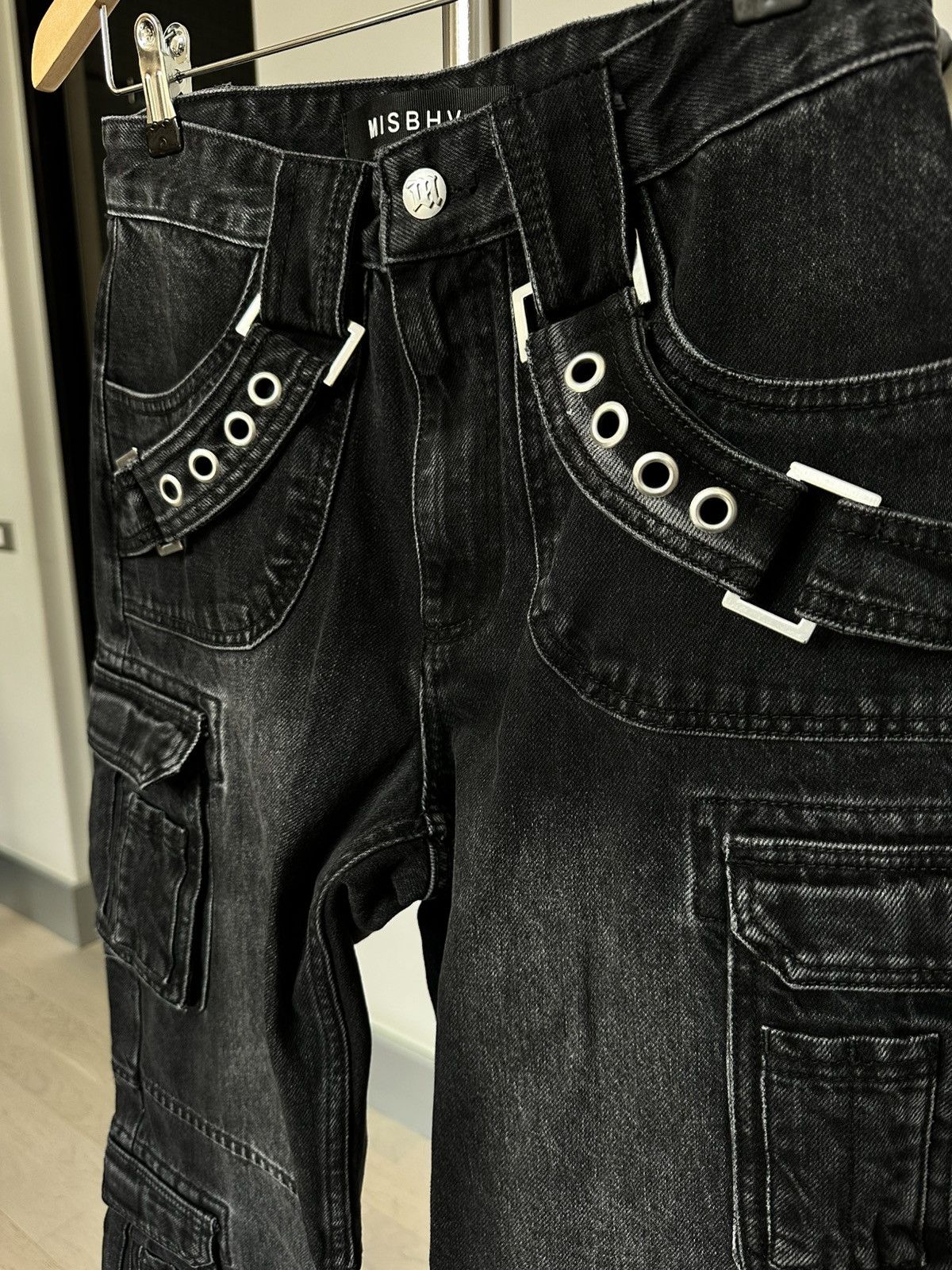 Misbhv MSBHV Black Cargo Denim Pants Size US 29 - 4 Thumbnail