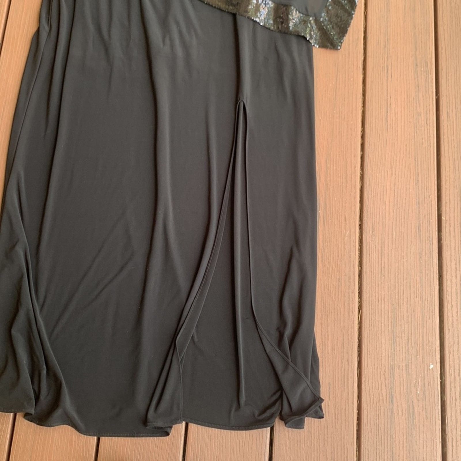 Vintage R&M Richard Black Gown Occasion Dress with Chiffon Cape Size XXL / US 16-18 / IT 52-54 - 10 Thumbnail