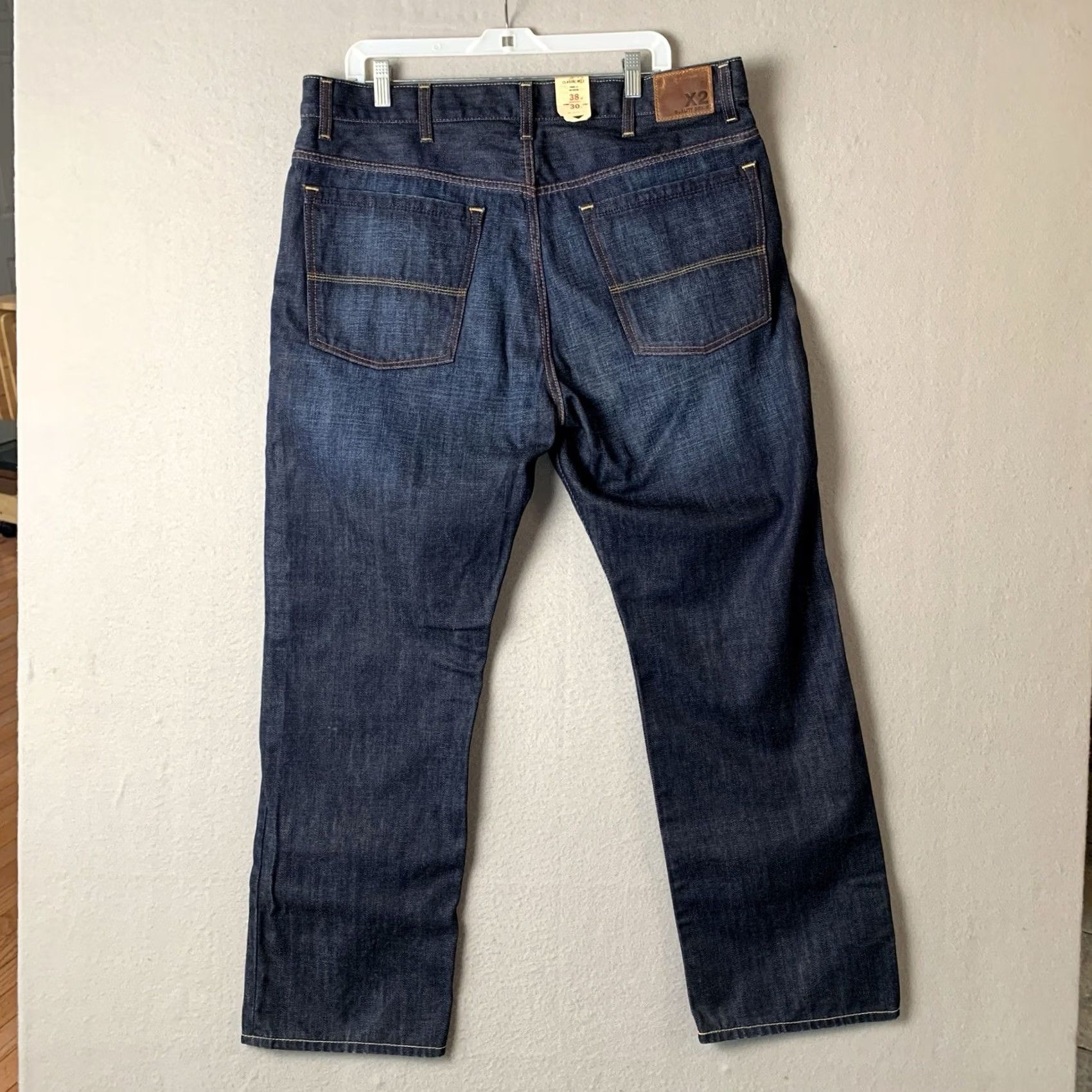 Vintage X2 Jeans Mens Blue Regular Rise Straight Leg 38x30 Dark Cotton Denim NWT Size US 38 / EU 54 - 2 Thumbnail