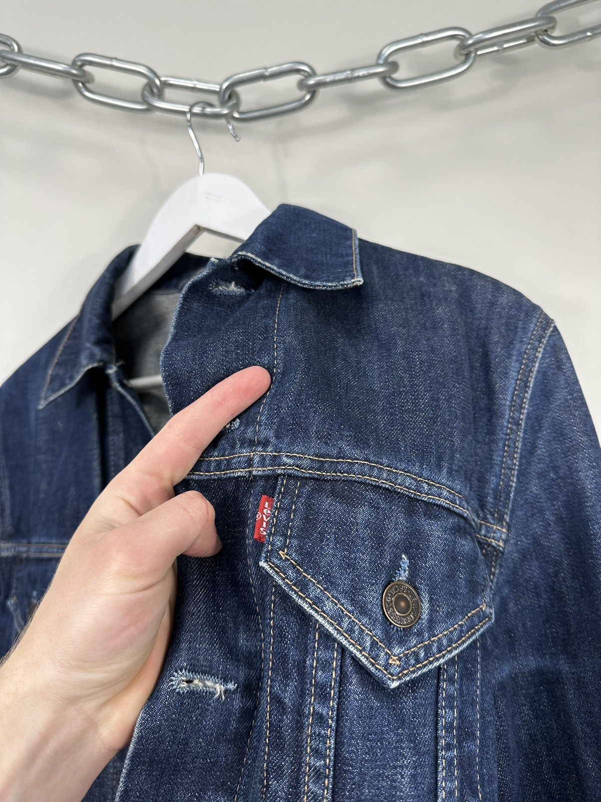 Levi's Vintage 90s Levi's Washed USA Denim Racing Bomber Jacket Size US S / EU 44-46 / 1 - 4 Thumbnail