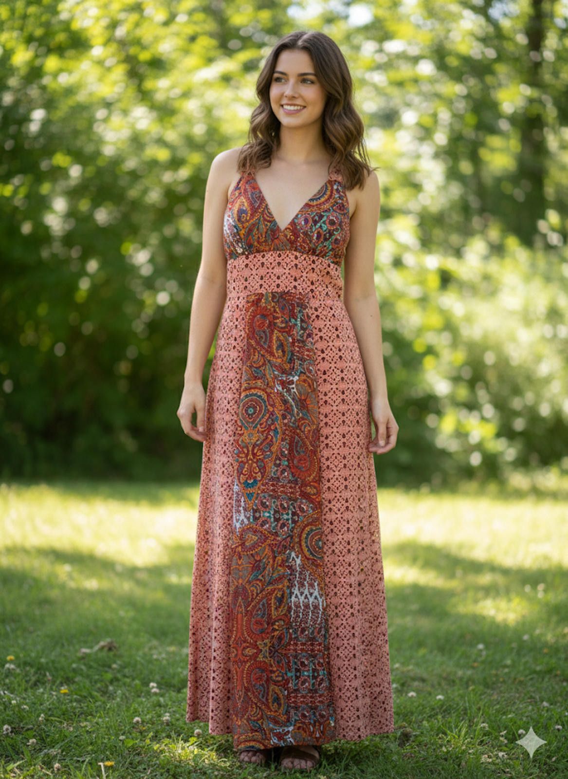 Other Women's Bohemian Style Maxi Dress with Paisley Geometric L Size L / US 10 / IT 46 - 1 Thumbnail
