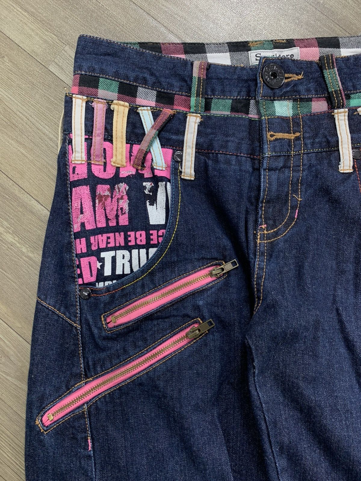 Hysteric Glamour 2000s Sorridere Double Waist Punk Plaid Lgb Style Jeans Size US 29 - 3 Thumbnail