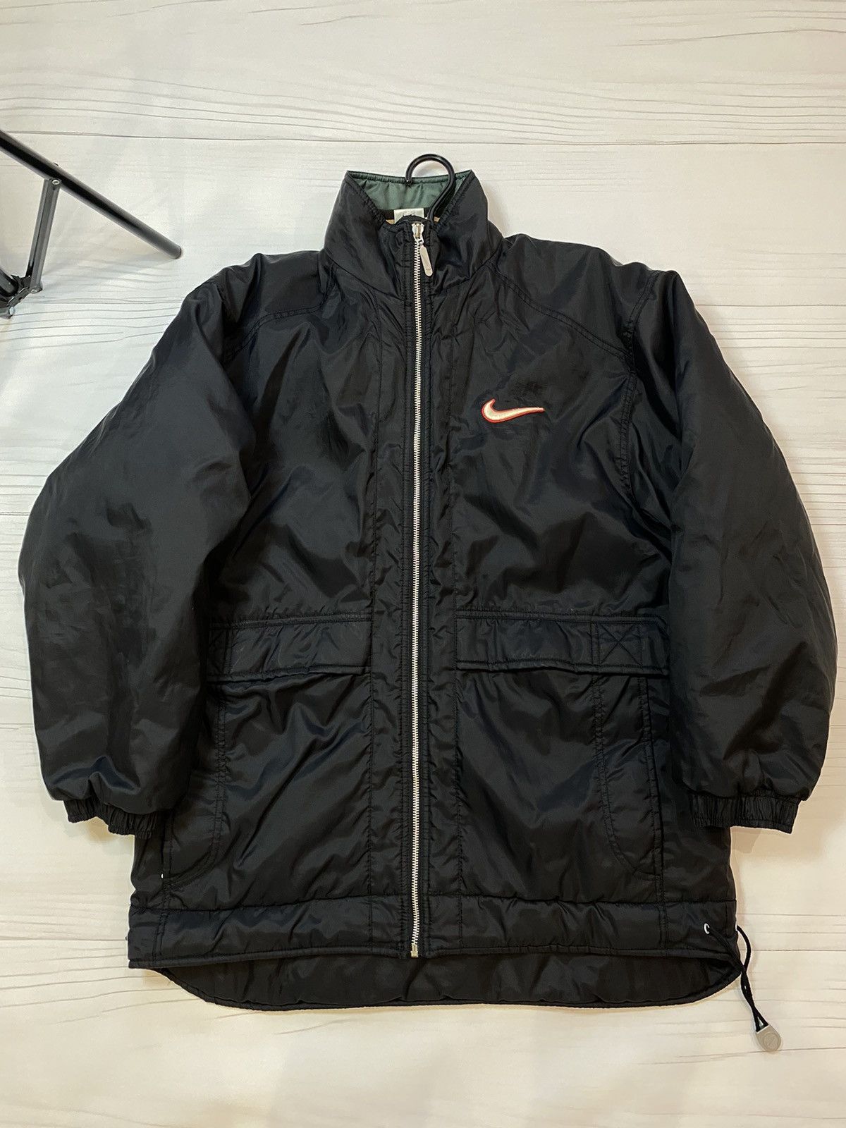 Nike × Vintage Vintage 90’s Nike drill Big Swoosh puffer jacket Size US S / EU 44-46 / 1 - 2 Thumbnail