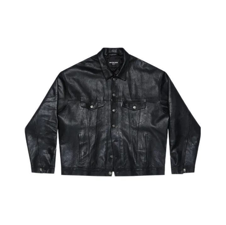 Balenciaga Balenciaga Black Oversized Leather Shirt Jacket Size US XS / EU 42 / 0 - 1 Thumbnail