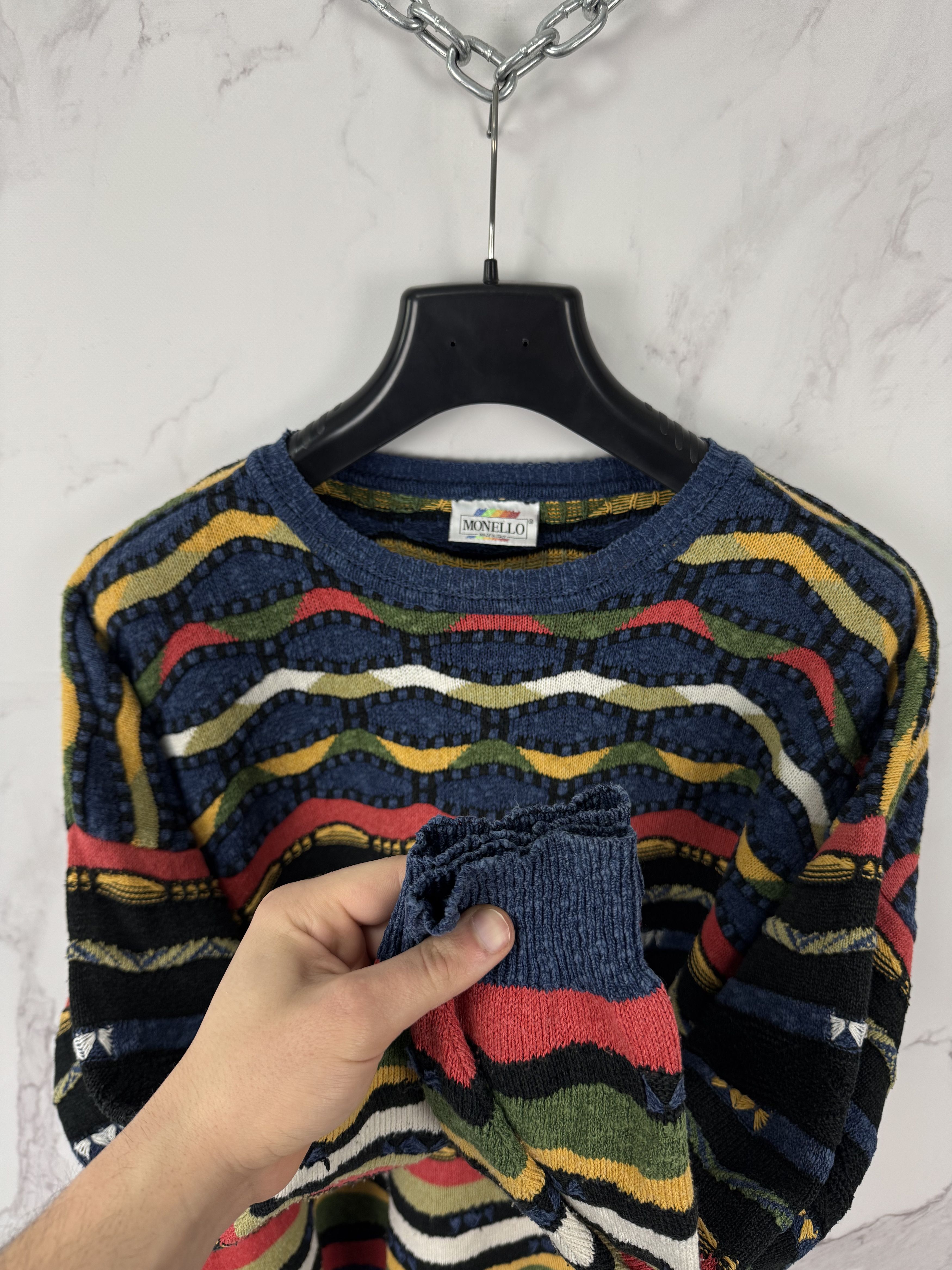 Vintage Vintage 90s Monello 3D Pattern Sweater Coogi Style Size 52 Size US L / EU 52-54 / 3 - 11 Thumbnail