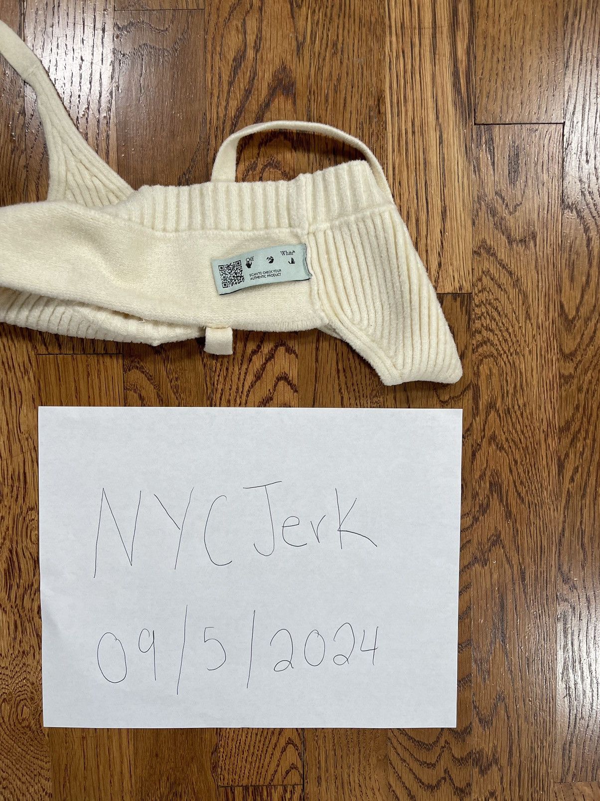Off-White Womens Off-White Textured Knit Viscose Polyamide Top Size 46 Size L / US 10 / IT 46 - 3 Thumbnail