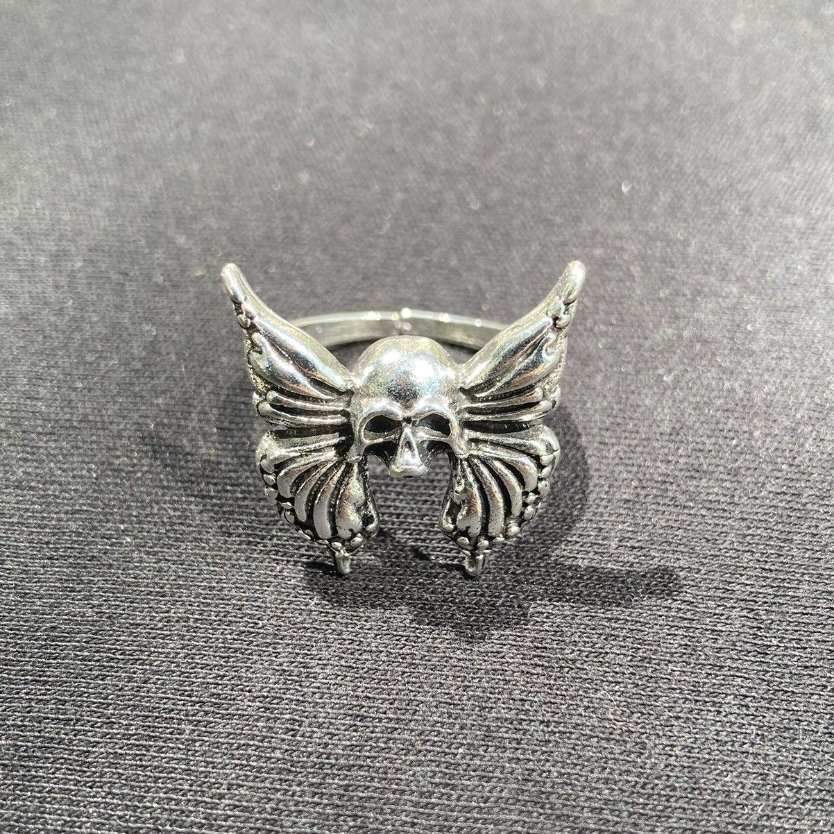 Jewelry Solid Stainless Steel Butterfly Skull Ring Size 8 Size ONE SIZE - 4 Thumbnail