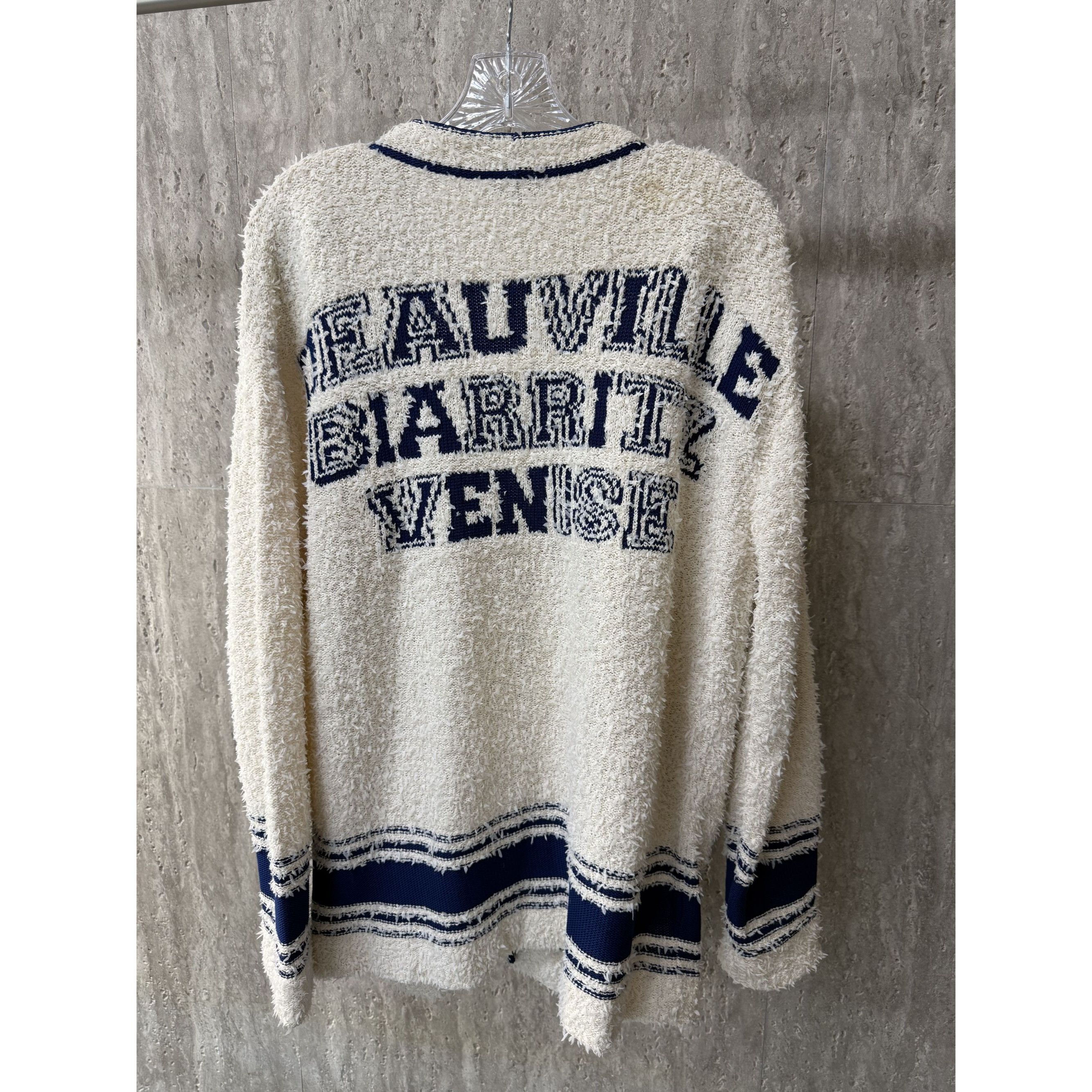 Chanel Chanel Womens Vintage Cardigan Sweater Beige/Navy Bouclé Kni Size XS / US 0-2 / IT 36-38 - 2 Thumbnail