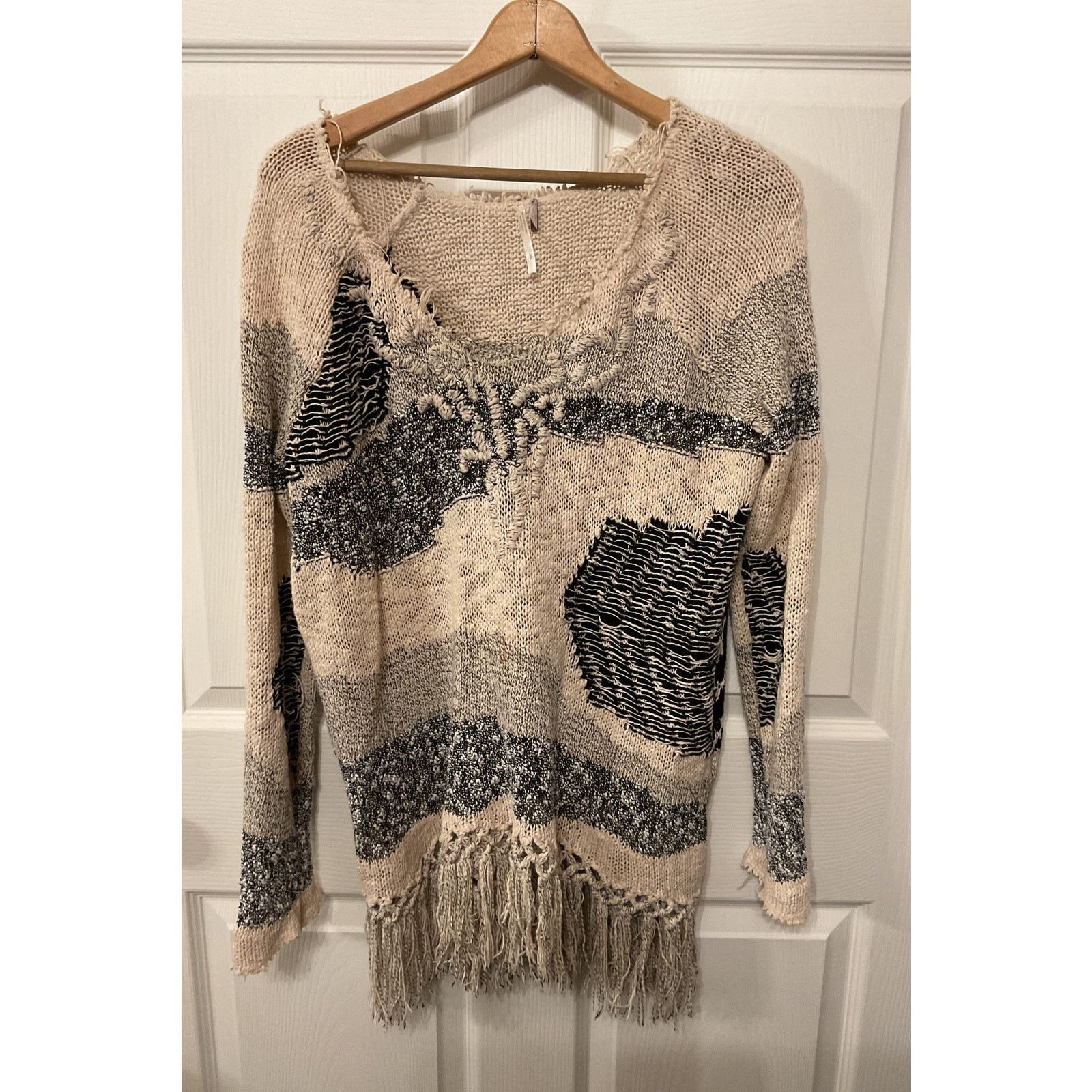 Free People Free People Patchwork Landscape Boho Fringe Sweater, S Size S / US 4 / IT 40 - 3 Thumbnail