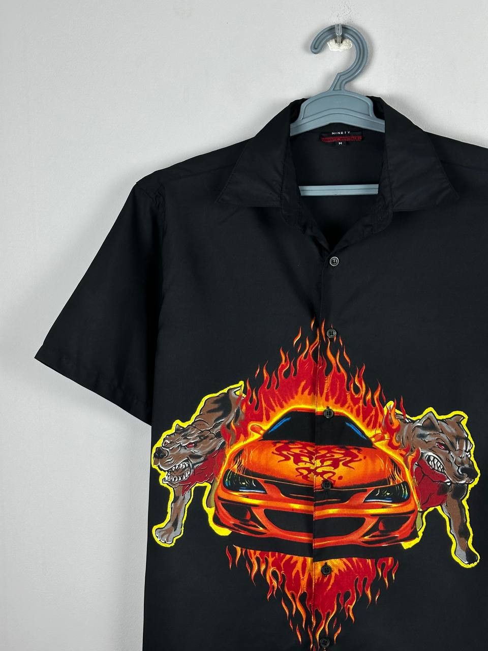 Japanese Brand Japanese Black Avant Garde Flames Dogs Car Shirt Size US M / EU 48-50 / 2 - 3 Thumbnail