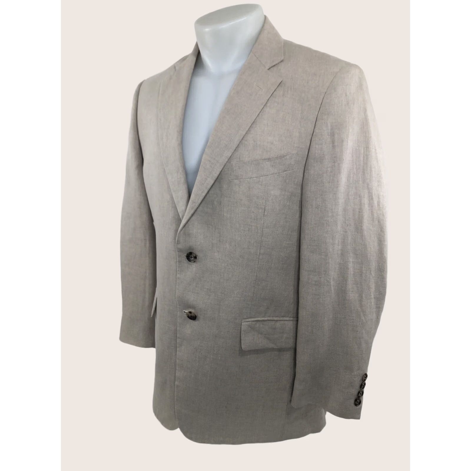 Nordstrom Nordstrom / Ormezzano Italy LINEN Blazer Jacket - Mens 40R Beige - EXCELLENT Size 40R - 1 Thumbnail