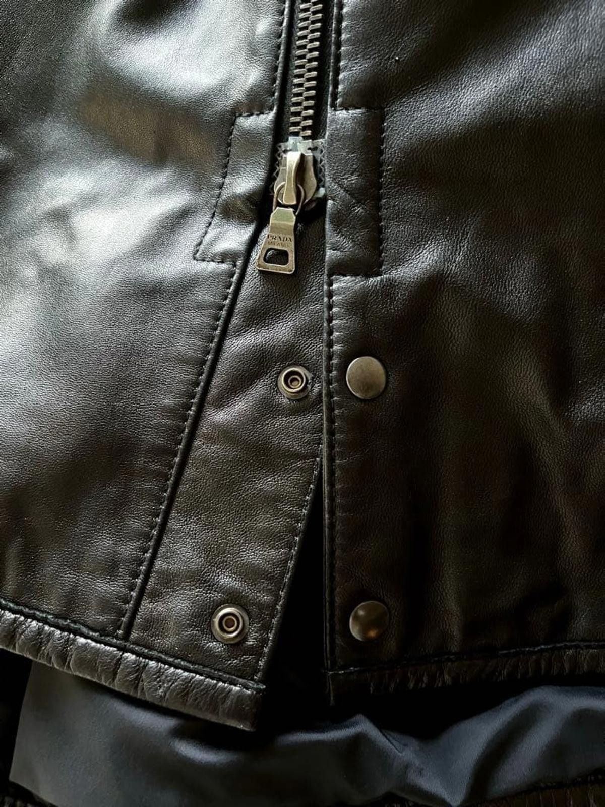 Prada Prada - Black Leather and Wool Zip-Up Jacket Size US L / EU 52-54 / 3 - 5 Thumbnail