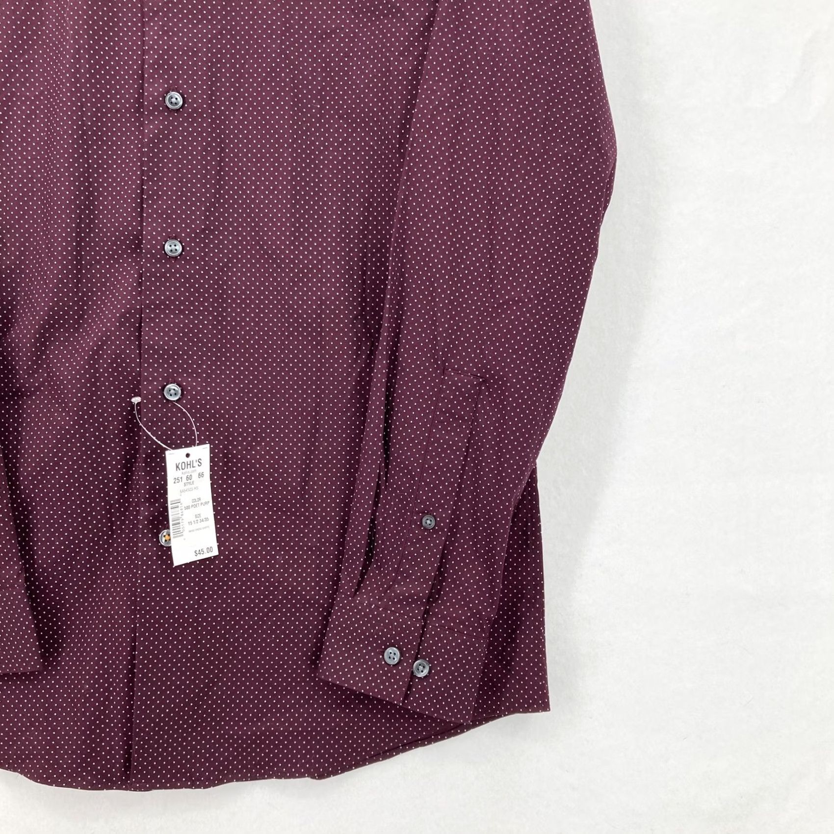 Apt. 9 APT 9 Shirt Mens 15.5 34/35 Poet Purple Polka Dot Slim Fit Stretch Dress Shirt NWT Size US L / EU 52-54 / 3 - 3 Thumbnail