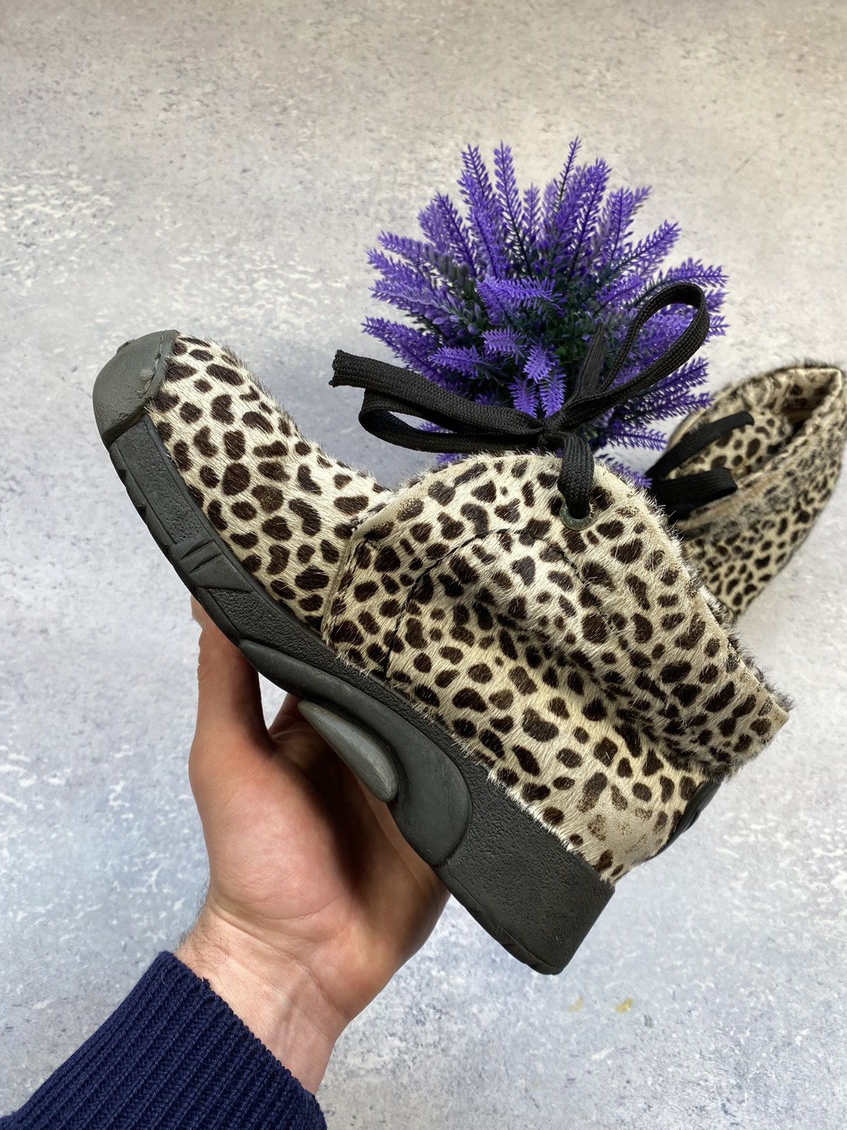 If Six Was Nine Vintage Y2K Bumper Pony Fur Leopard Lace Up Boots Size US 6 / IT 36 - 10 Thumbnail