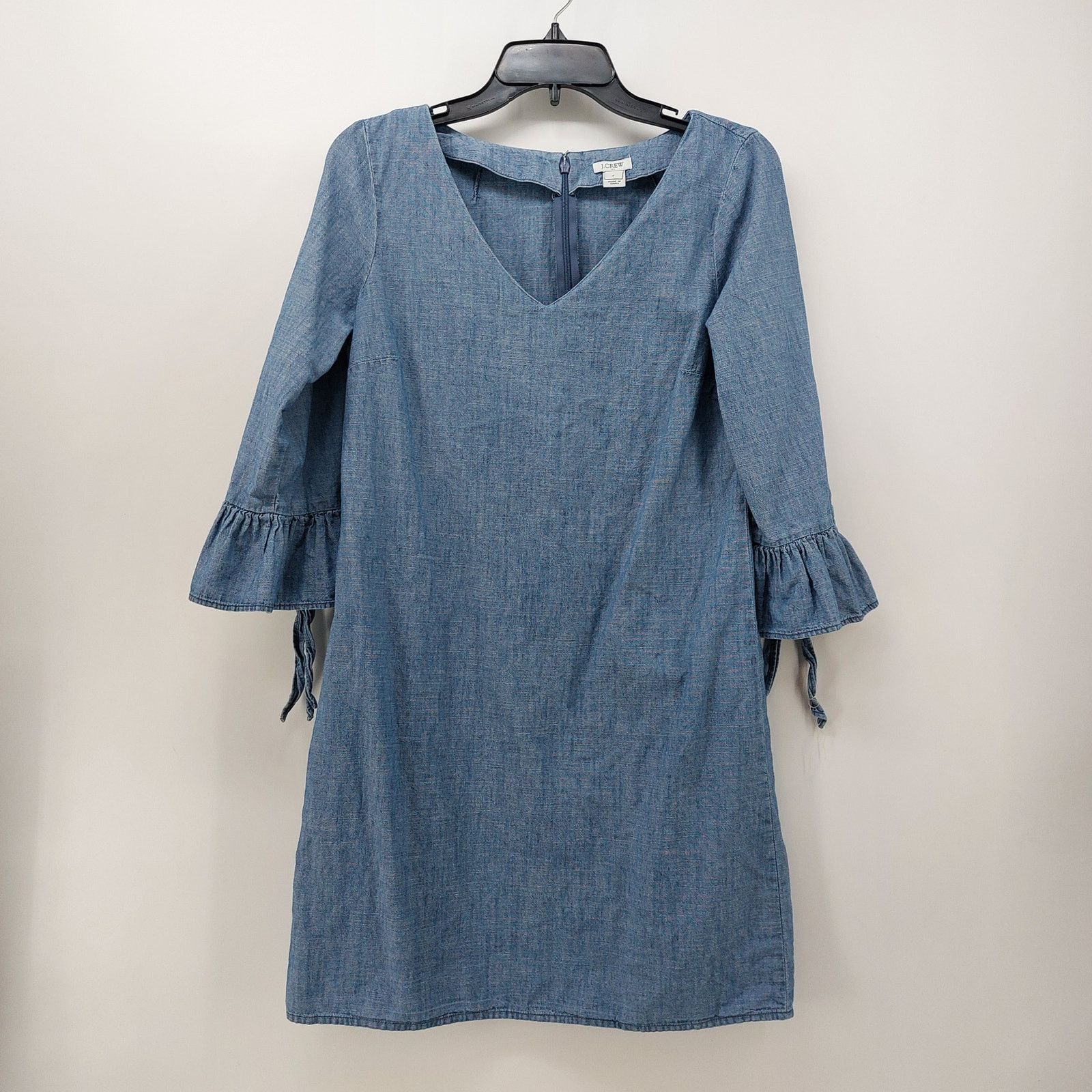 J.Crew J Crew Blue Denim Dress Size 2 Bell Sleeves V-Neck Spring Size XS / US 0-2 / IT 36-38 - 13 Thumbnail