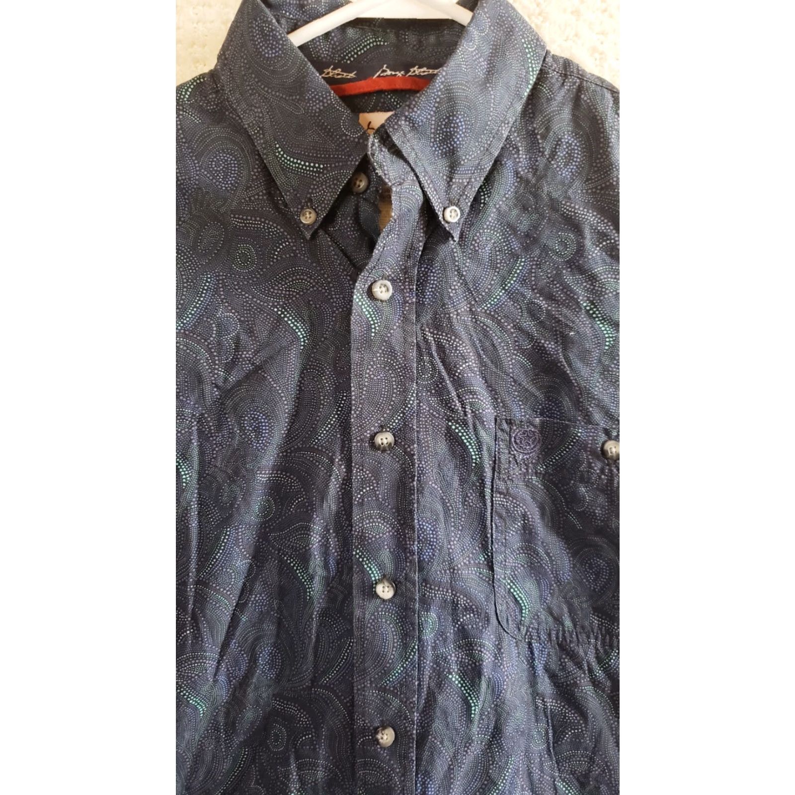 Wrangler Wrangler George Strait Shirt Men Large Blue Paisley Cowboy Cut Button-Up Long Sleeve Cowboy/Navy Blue Size US L / EU 52-54 / 3 - 6 Thumbnail