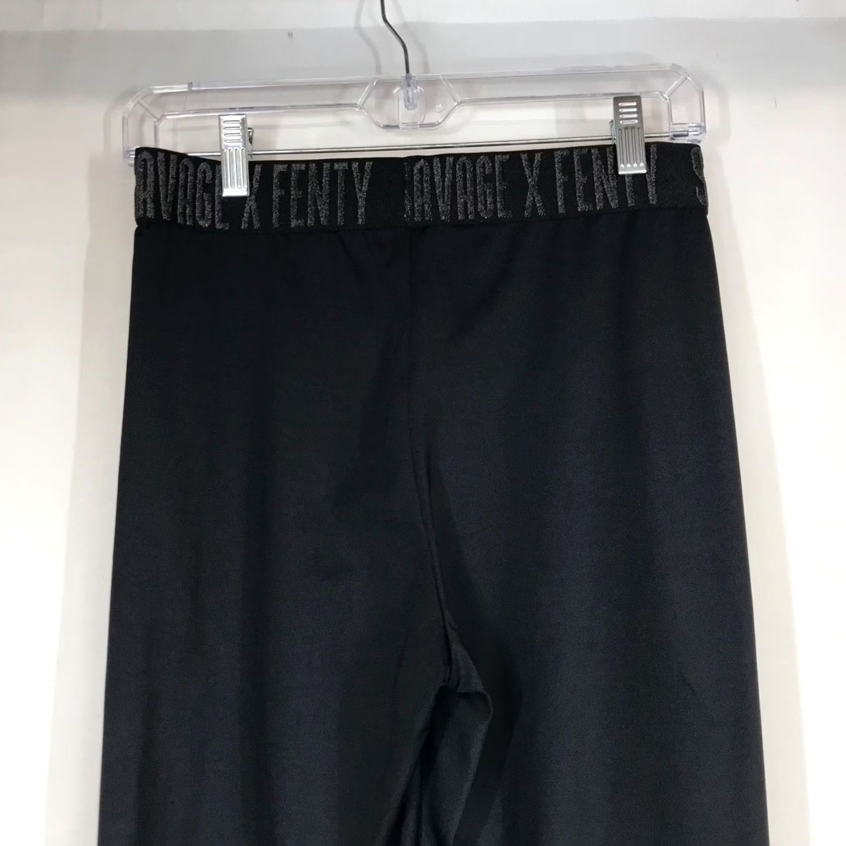 Vintage SAVAGE FENTY BLACK NYLON BLEND LEGGINGS PANTS Womens M Size 32" / US 10 / IT 46 - 2 Thumbnail