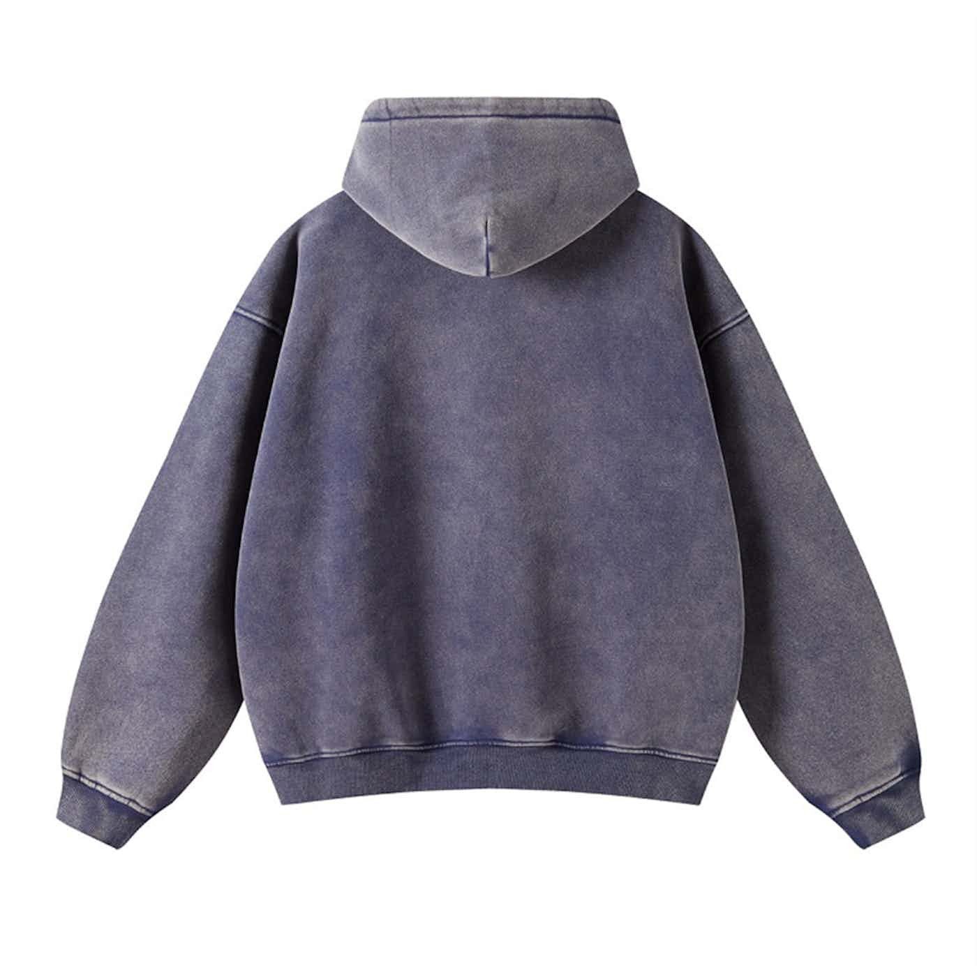 Japanese Brand × Vintage Navy blue Acid washed faded Zippered Oversized Hoodie Size US M / EU 48-50 / 2 - 2 Thumbnail