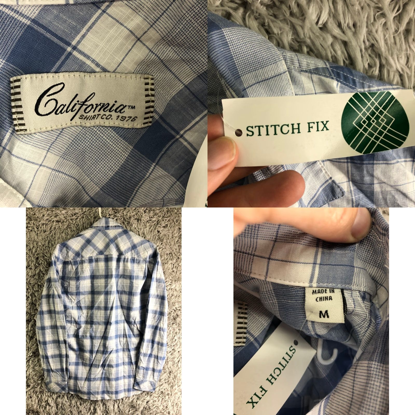 CO California Shirt Co Mens Shirt M Blue Plaid Long Sleeve Spread Collar Button-Up Size US M / EU 48-50 / 2 - 8 Thumbnail