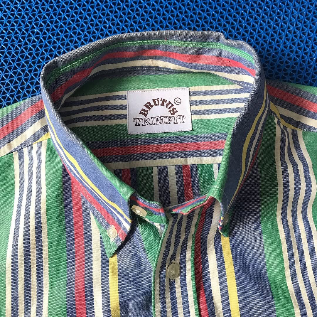 Brutus × Other UK Vintage Brutus Trimfit London the Candy Stripe Oxford Colar Size US XL / EU 56 / 4 - 10 Thumbnail