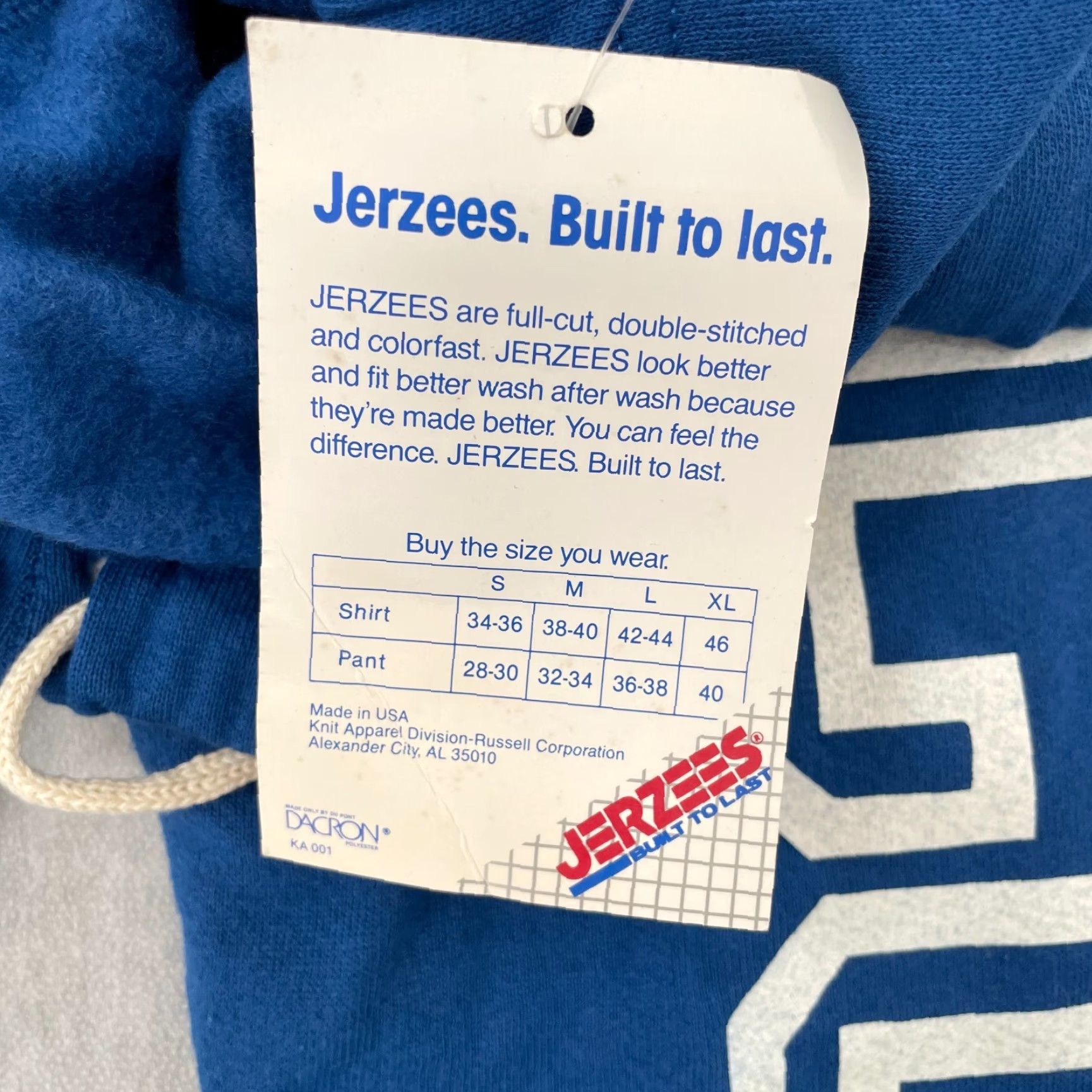 Jerzees VINTAGE Jerzees Soccer Pants Adult Large Blue Sweatpants Jogger Logo Mens L NEW Size US 33 - 4 Thumbnail